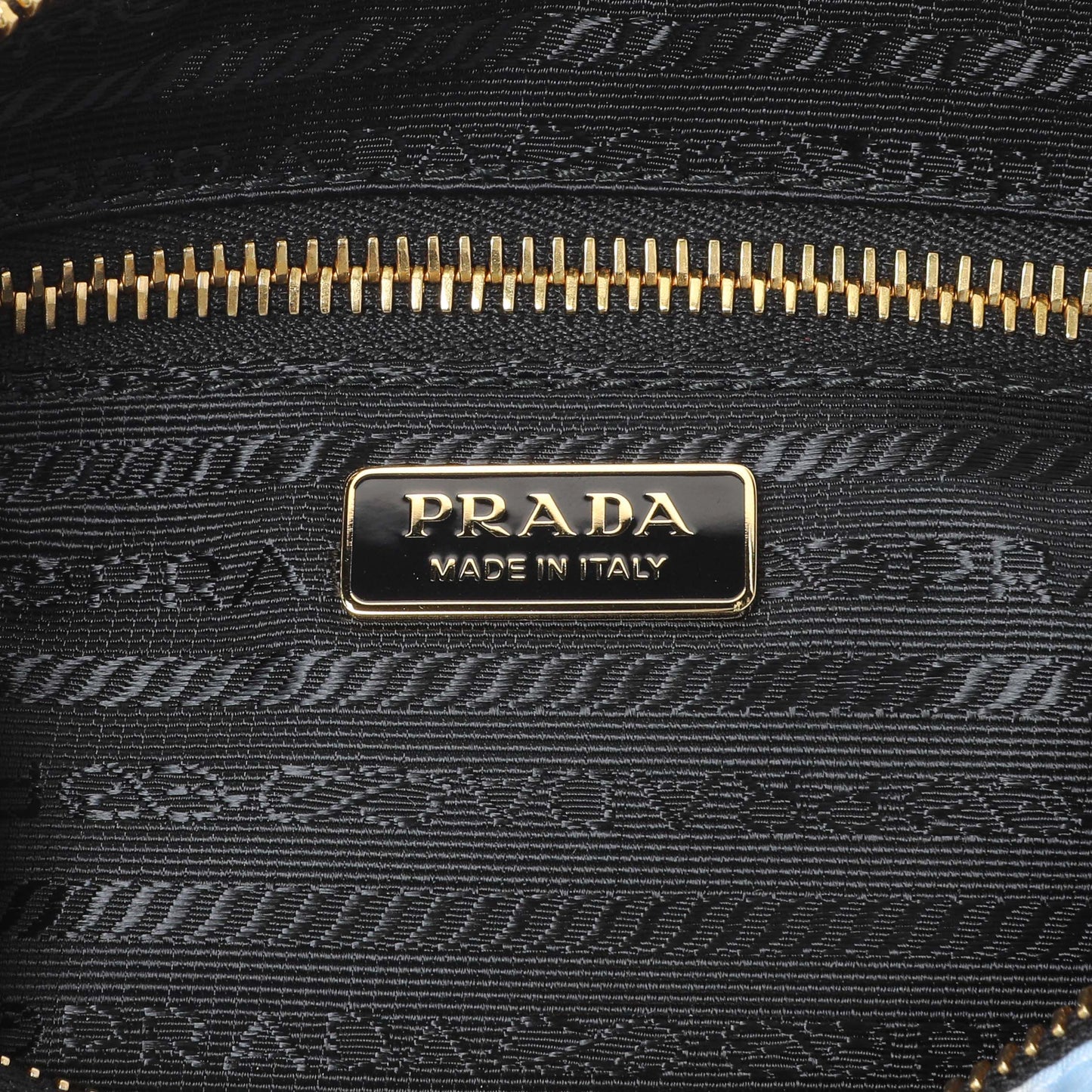 Exclusive Prada Blue Tessuto Stampato Nylon Saffiano Surf Print Wrist Pouch — Detail View