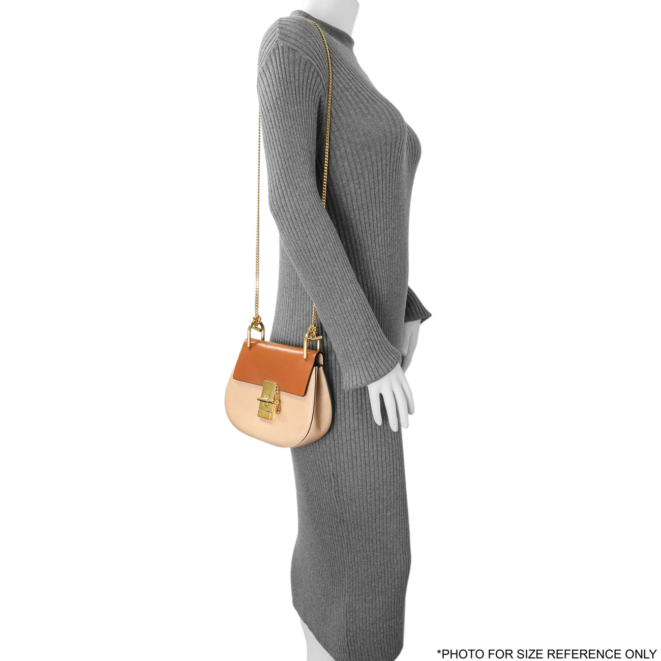 Exclusive Chloe Beige Caramel Grained Calfskin Mini Drew Shoulder Bag — Alternate View 8