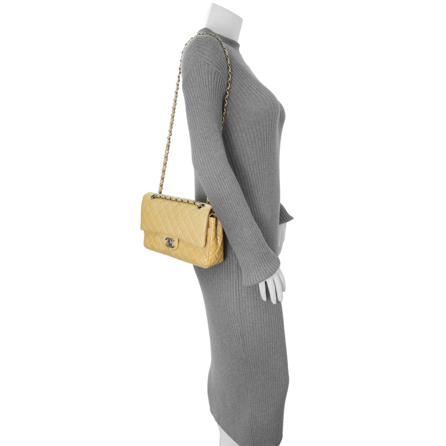 Exclusive Chanel Beige Crinkled Patent Medium Double Flap — Alternate View 7