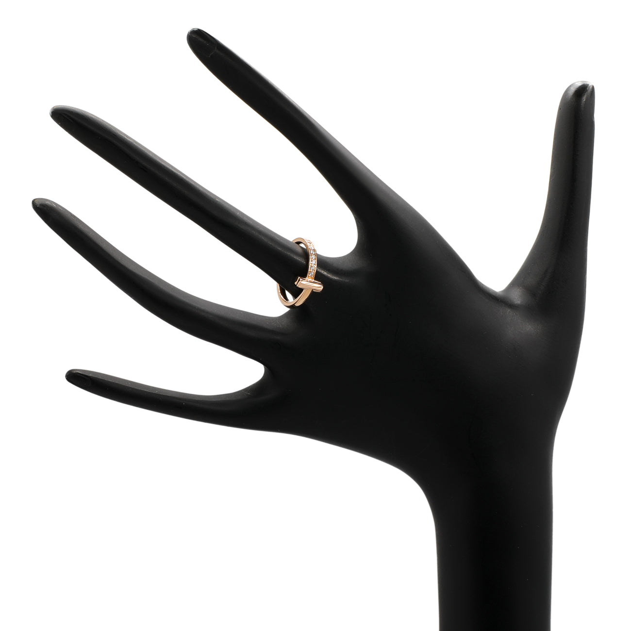 Exclusive Tiffany & Co. 18K Rose Gold Diamond T1 Ring — Top View