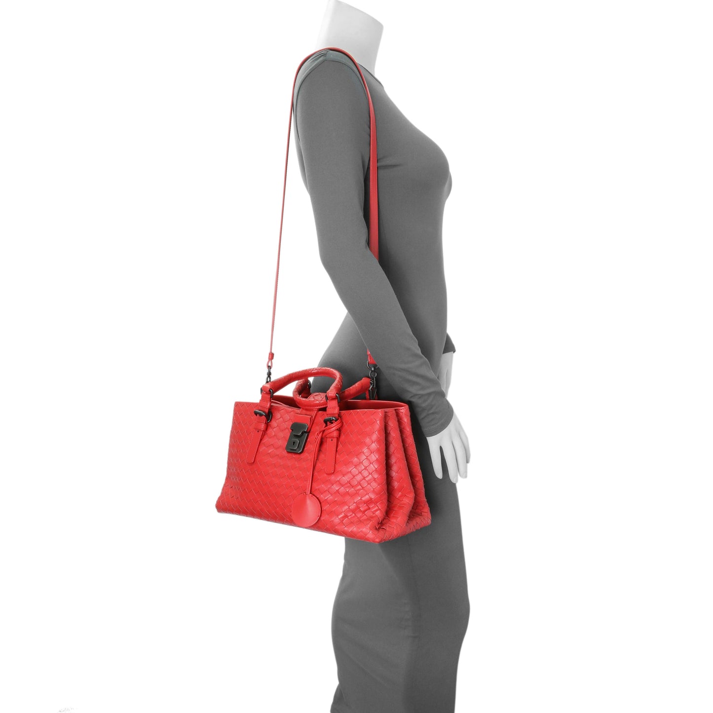 Exclusive Bottega Veneta Red Intrecciato Small Roma Tote — Alternate View 13