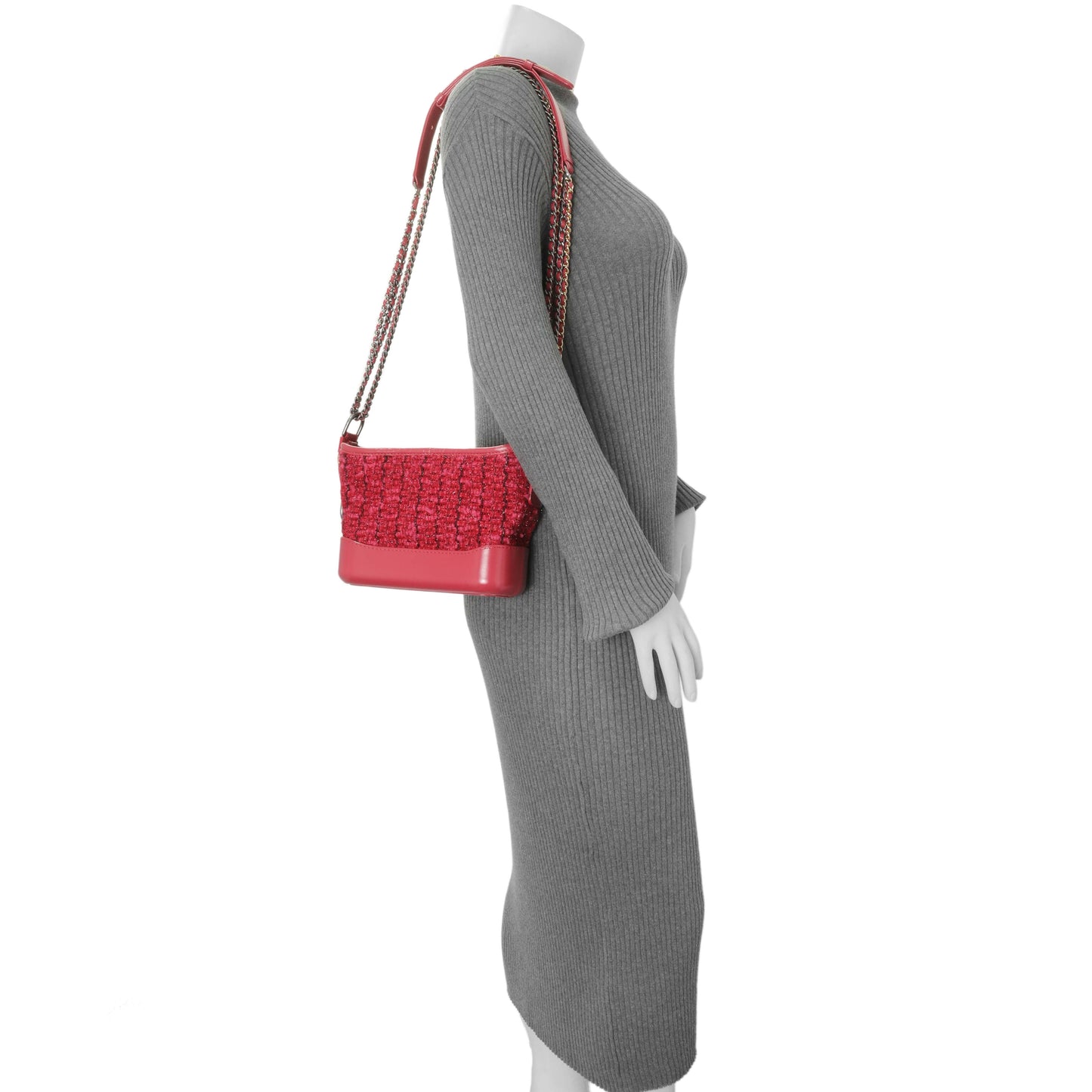 Exclusive Chanel Pink Tweed Calfskin Quilted Small Gabrielle Hobo — Alternate View 11