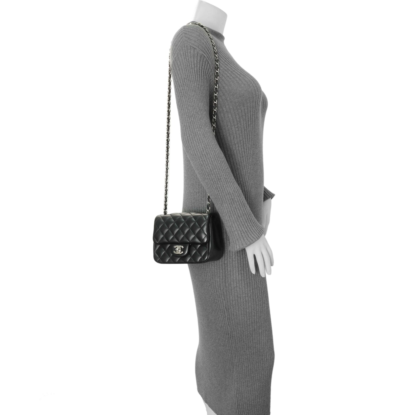 Exclusive Chanel Black Quilted Lambskin Mini Square Flap — Alternate View 13