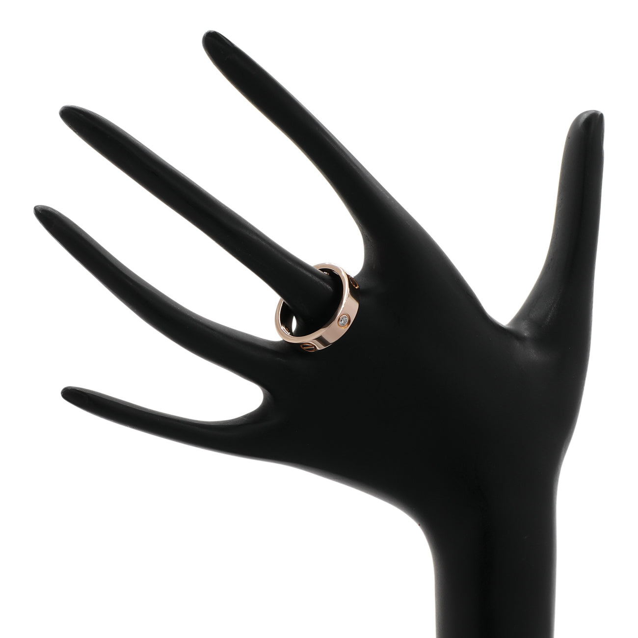 Exclusive Cartier 18K Rose Gold 3 Diamond Classic Love Ring — Back View