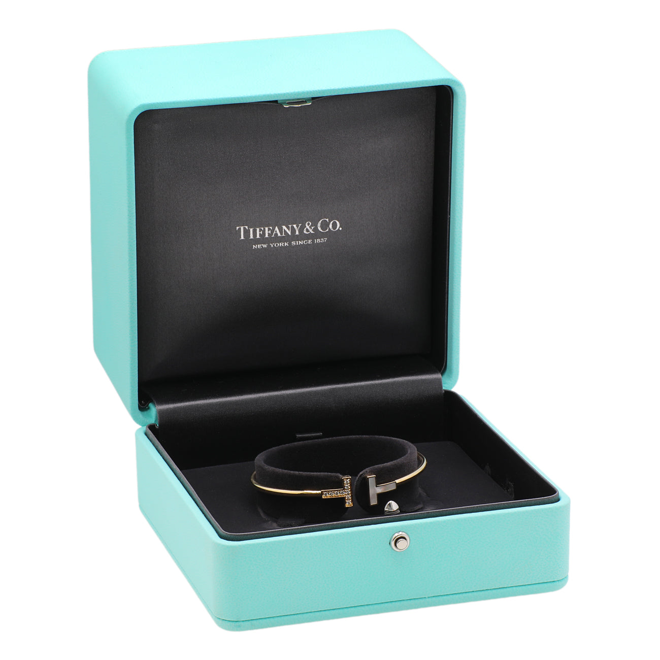 Exclusive Tiffany & Co. 18K Yellow Gold Diamond Mother of Pearl T Wire Bracelet — Top View