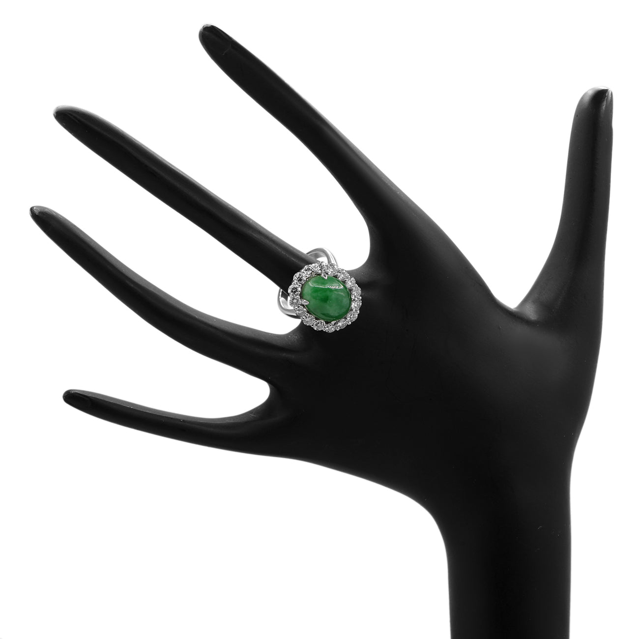Exclusive 18K White Gold Cabochon Jadeite Ring — 4 — Back View