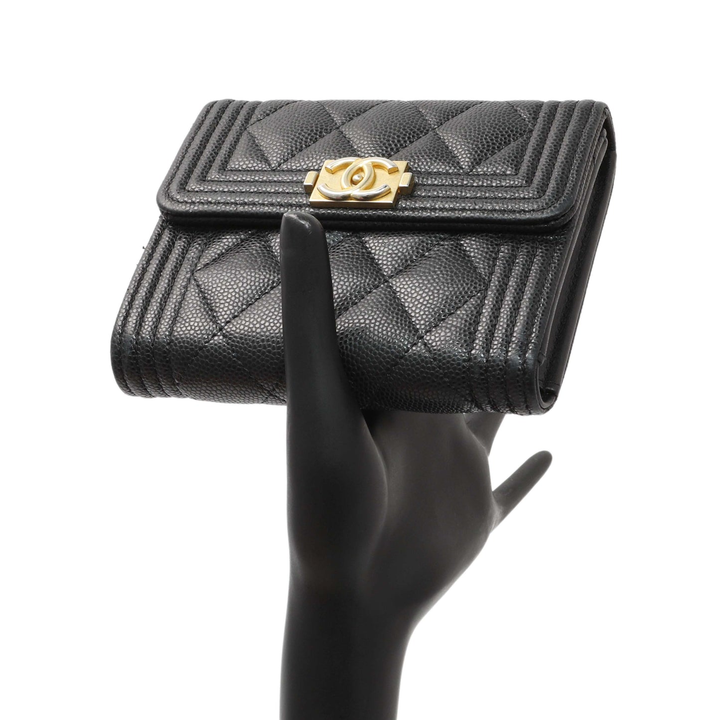 Exclusive Chanel Black Caviar Quilted Compact Boy Wallet — Alternate View 14