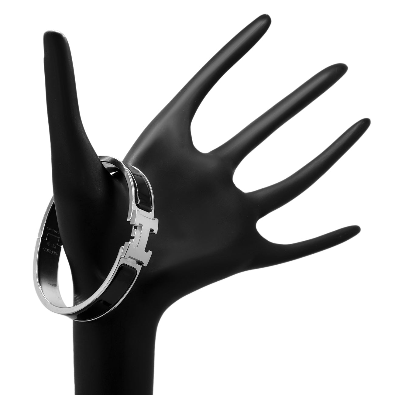 Exclusive Hermes Black Enamel Clic H Bracelet — Back View