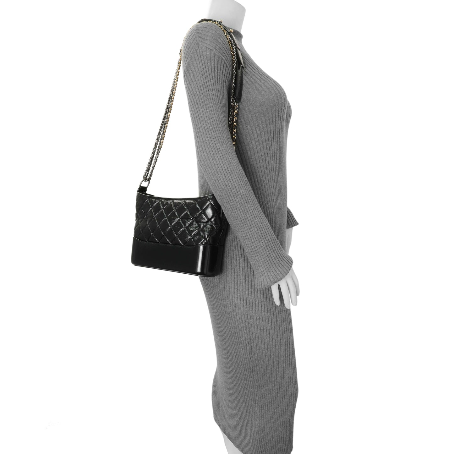 Exclusive Chanel Black Quilted Patent Goatskin Medium Gabrielle Hobo — Alternate View 7