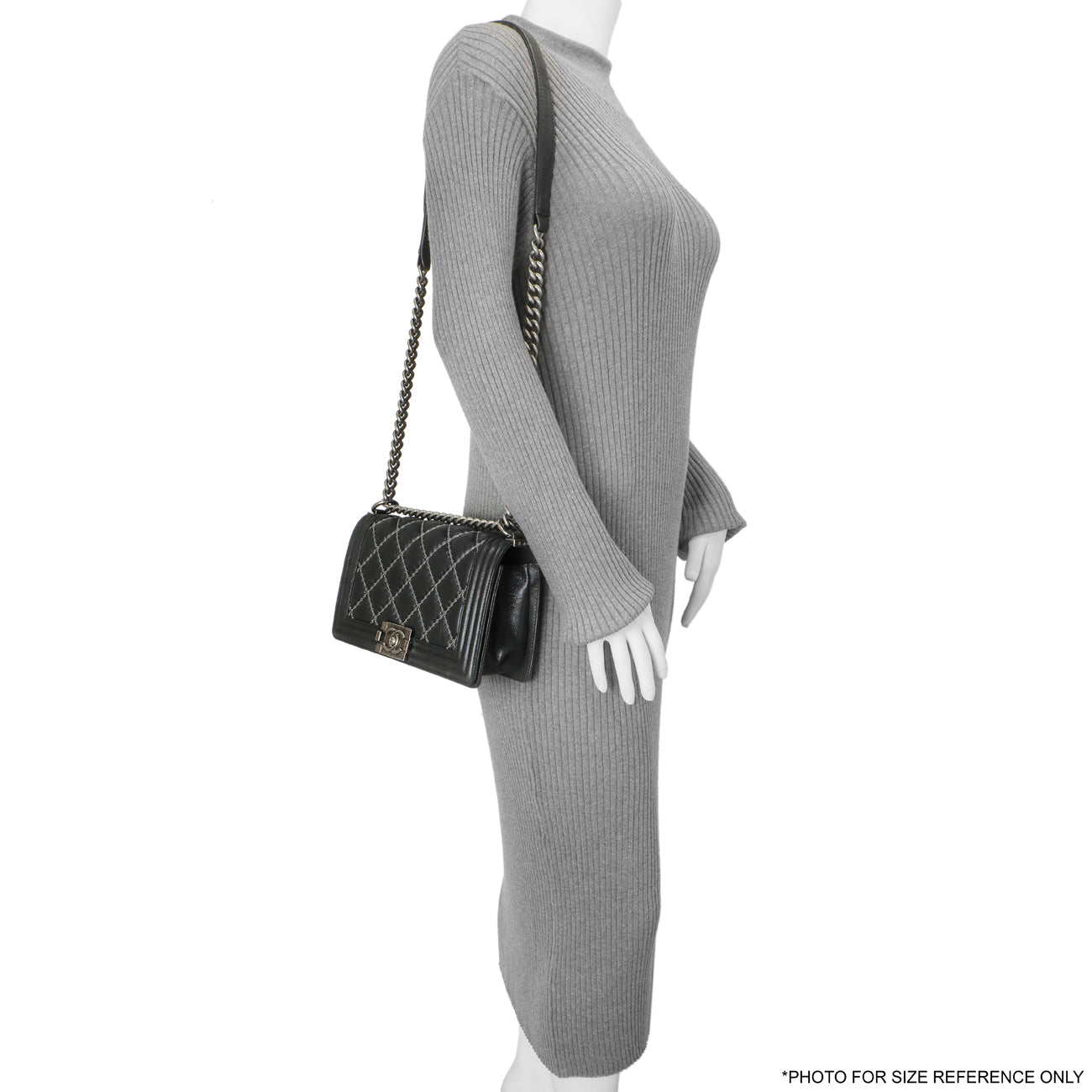 Exclusive Chanel Black Quilted Iridescent Calfskin Embellished Double Stitch Medium Boy Bag — Alternate View 11