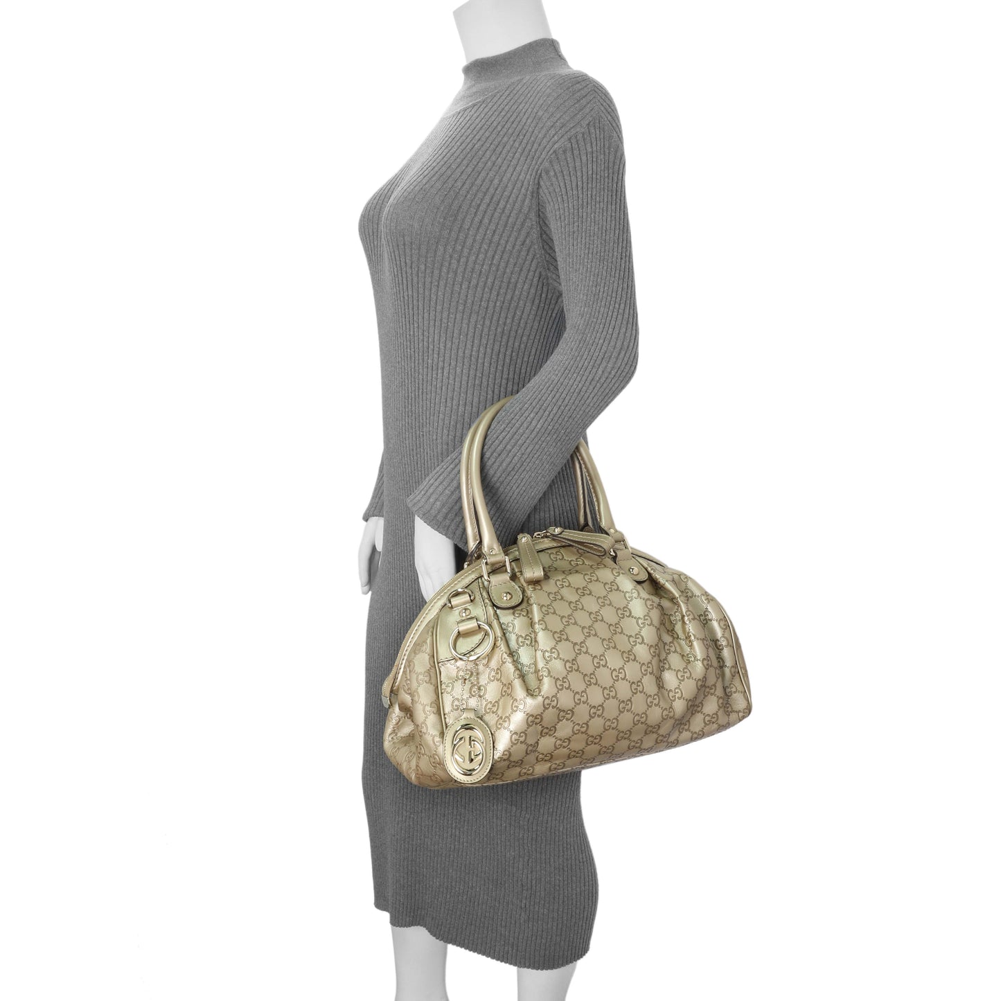 Exclusive Gucci Gold Guccissima Sukey Boston Bag — Alternate View 11