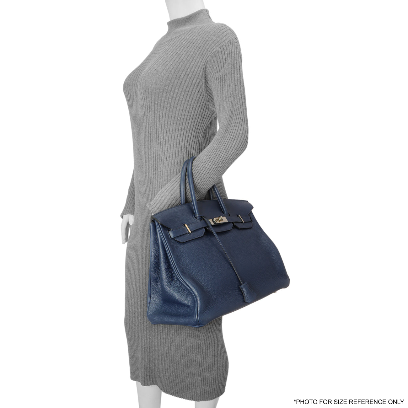 Exclusive Hermes Bleu Saphir Clemence Birkin 35 — Alternate View 14
