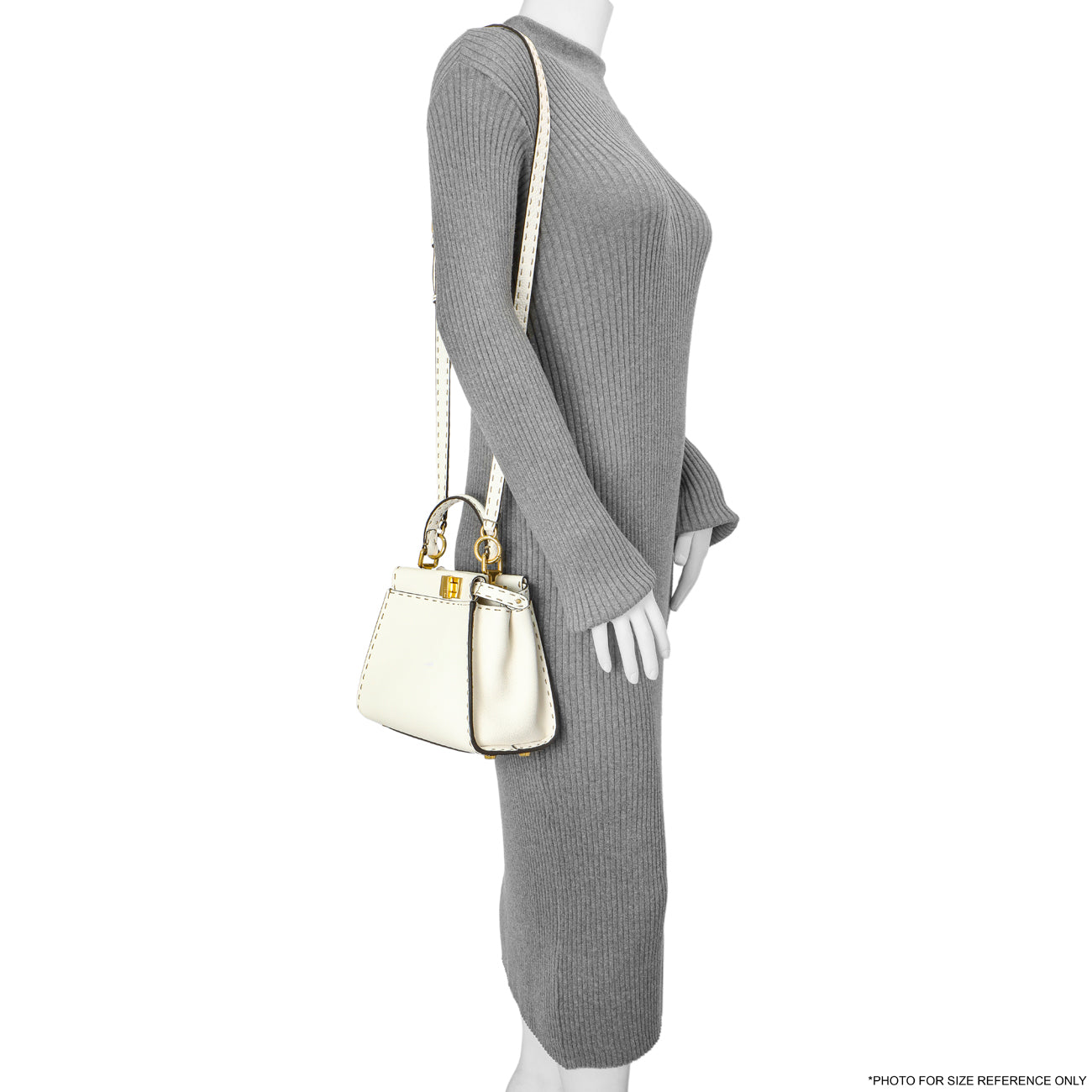 Exclusive Fendi White Cuoio Romano Selleria Mini Peekaboo Iconic Satchel — Alternate View 8