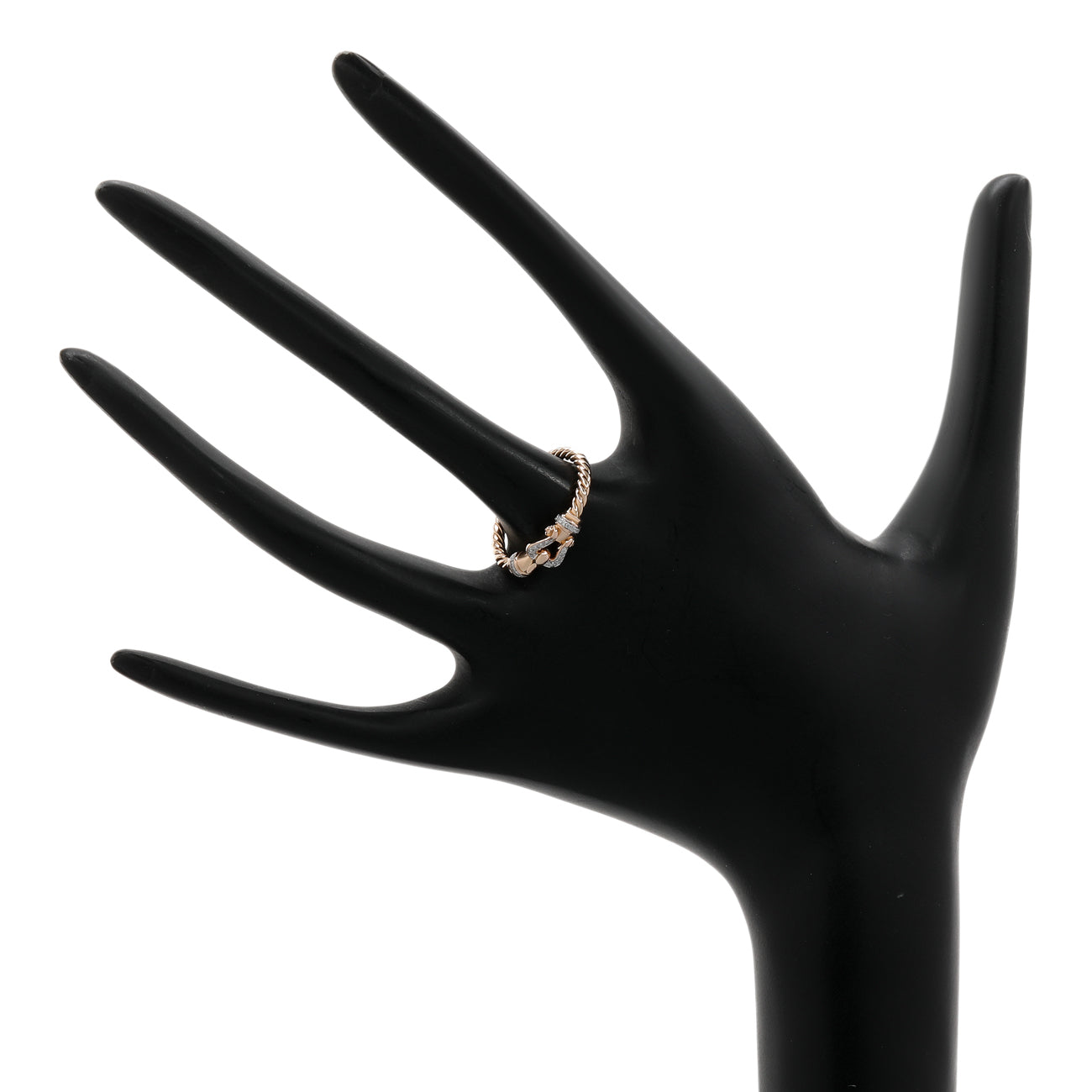 Exclusive David Yurman 18K Rose Gold Diamond Petite Buckle Ring — Back View