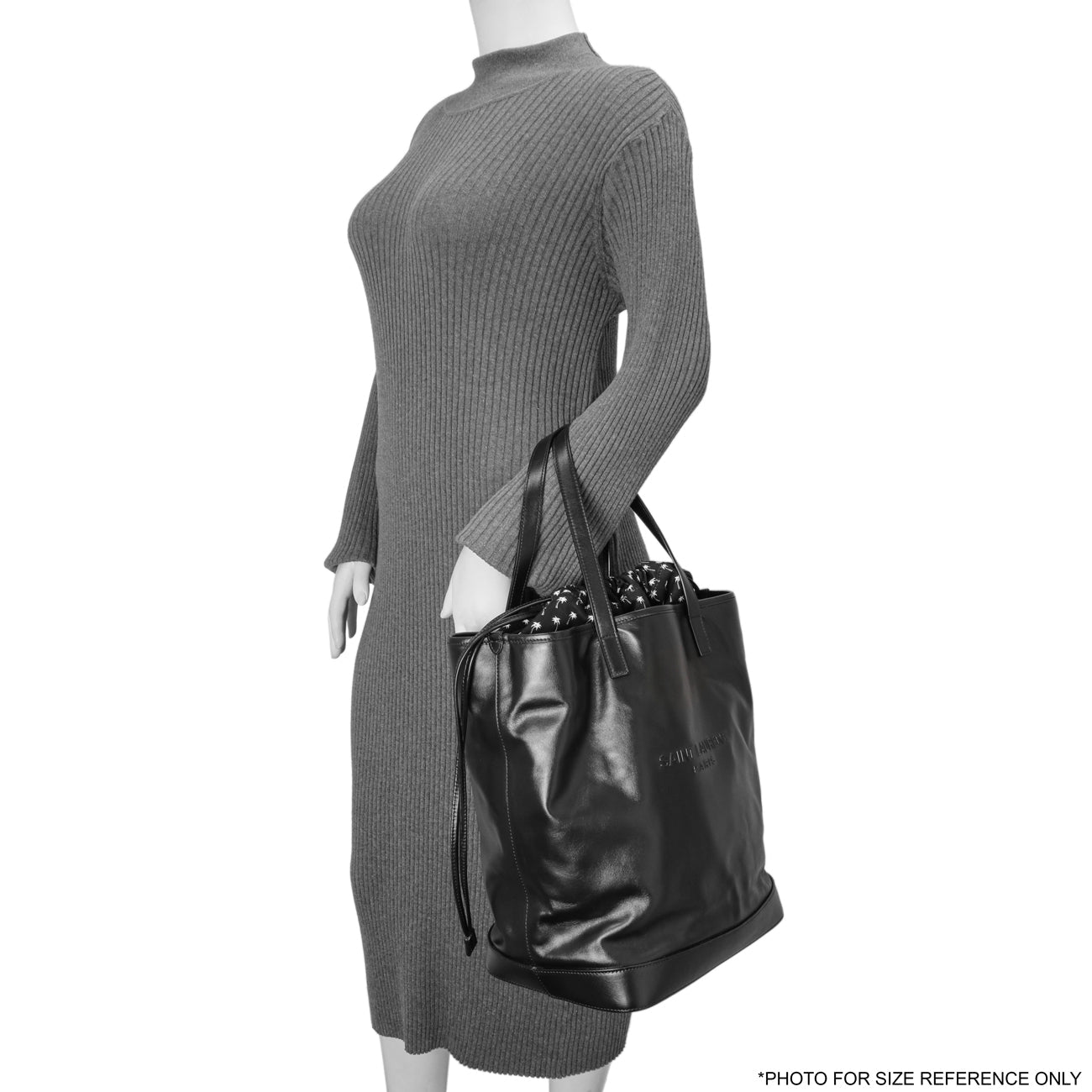 Exclusive Saint Laurent Black Calfskin Debossed Teddy Shopping Bag — Alternate View 8