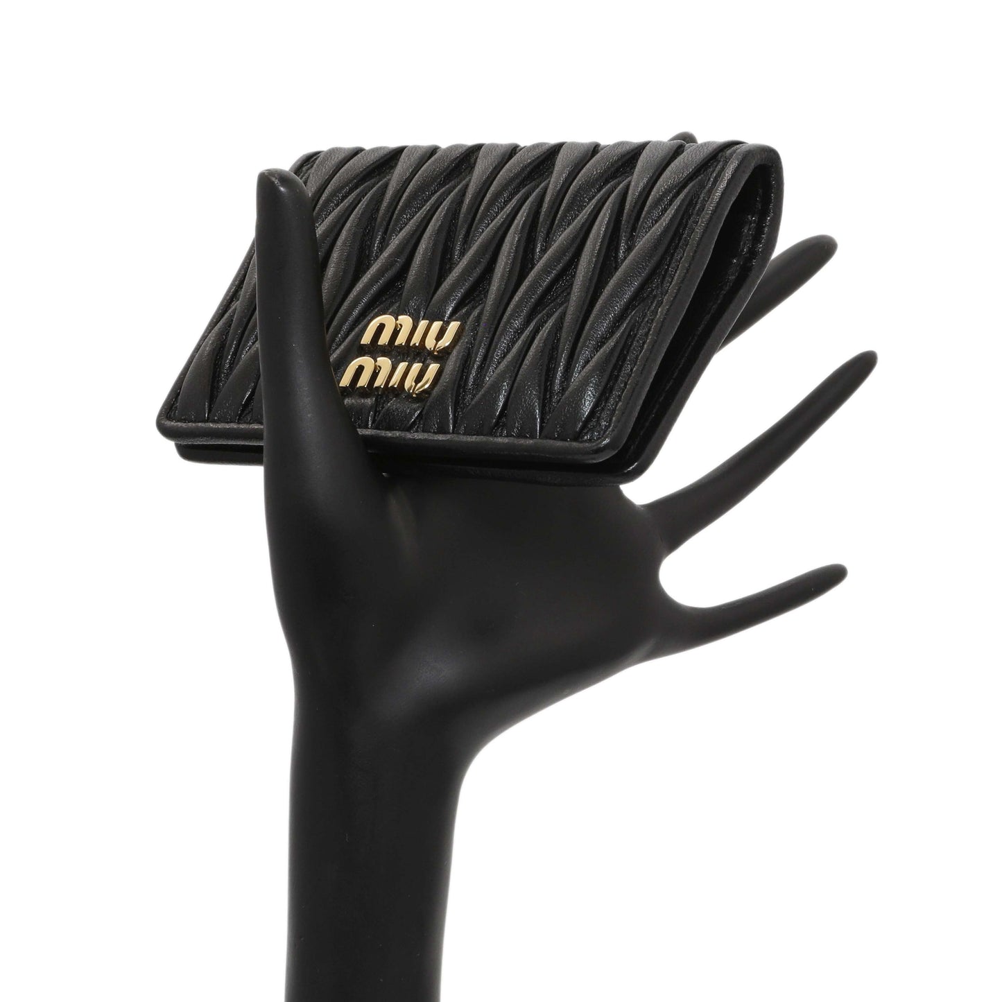 Exclusive Miu Miu Black Nappa Matelasse Card Holder — Lifestyle View