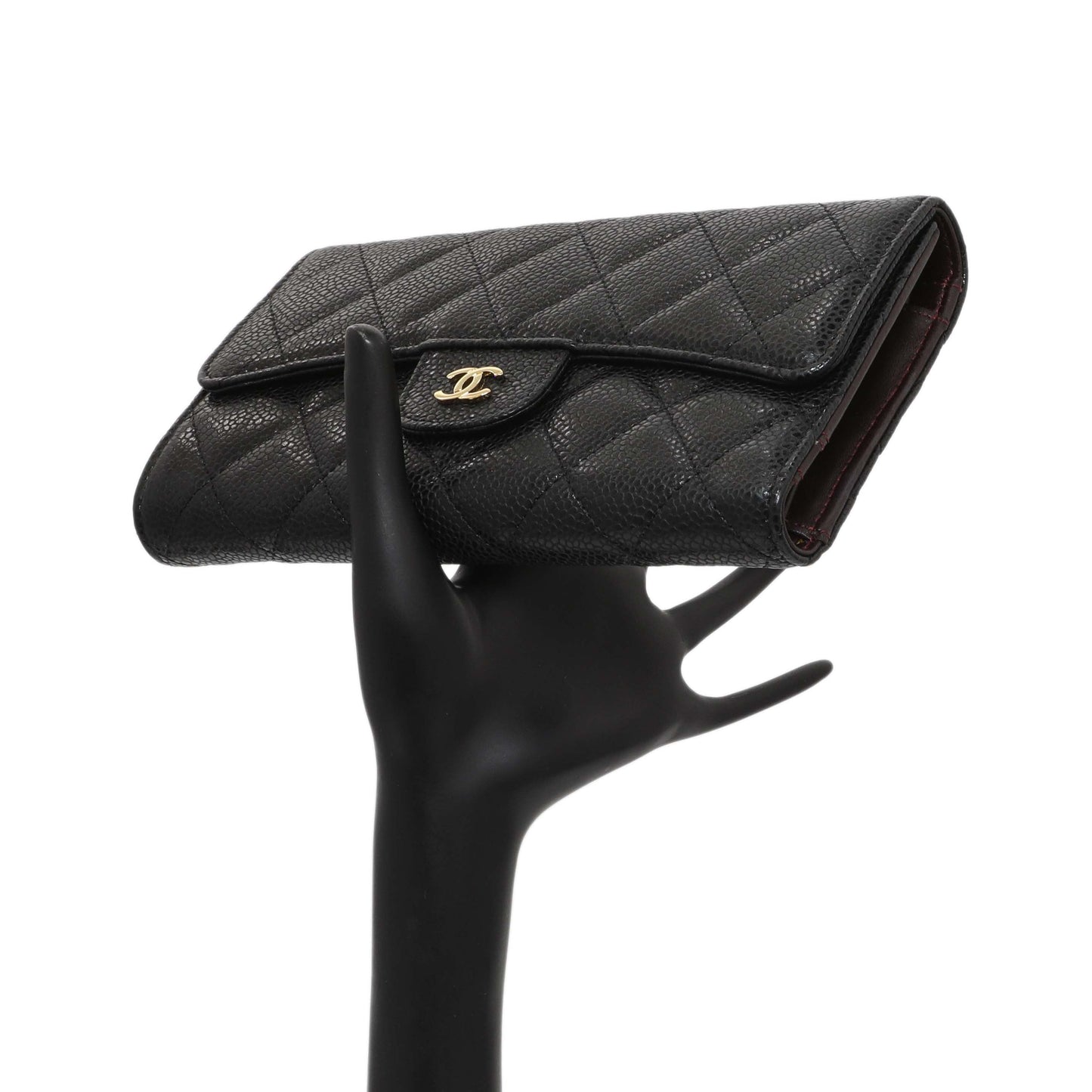 Exclusive Chanel Black Quilted Caviar Large Flap Wallet — Alternate View 7