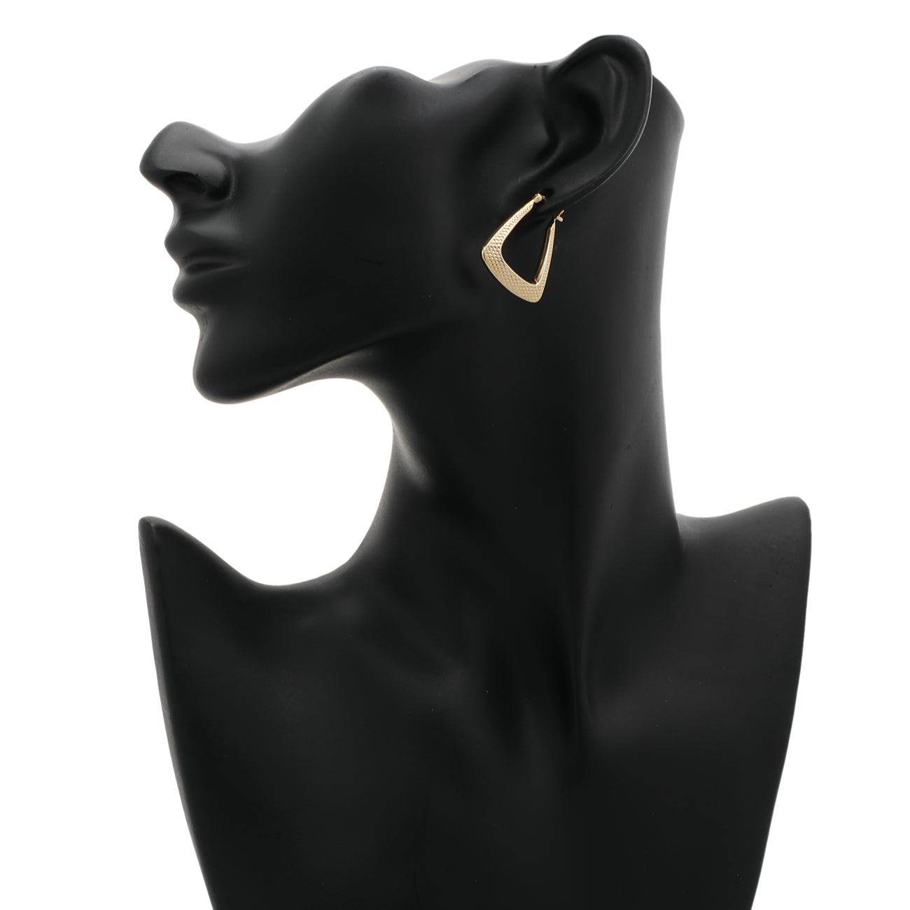 Exclusive 14K Yellow Gold Rectangular Hoop Earrings — Back View