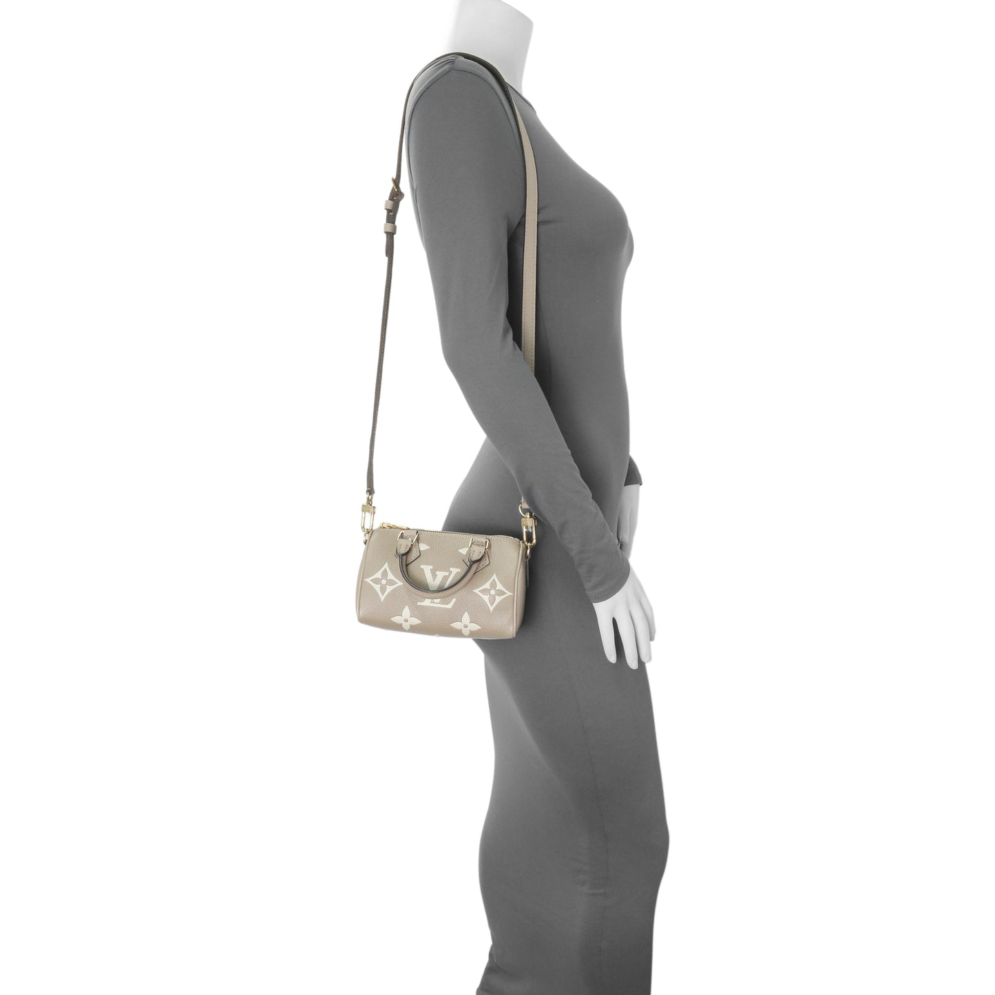 Exclusive Louis Vuitton Tourterelle Grey/Cream Empreinte Giant Monogram Nano Speedy — Alternate View 10