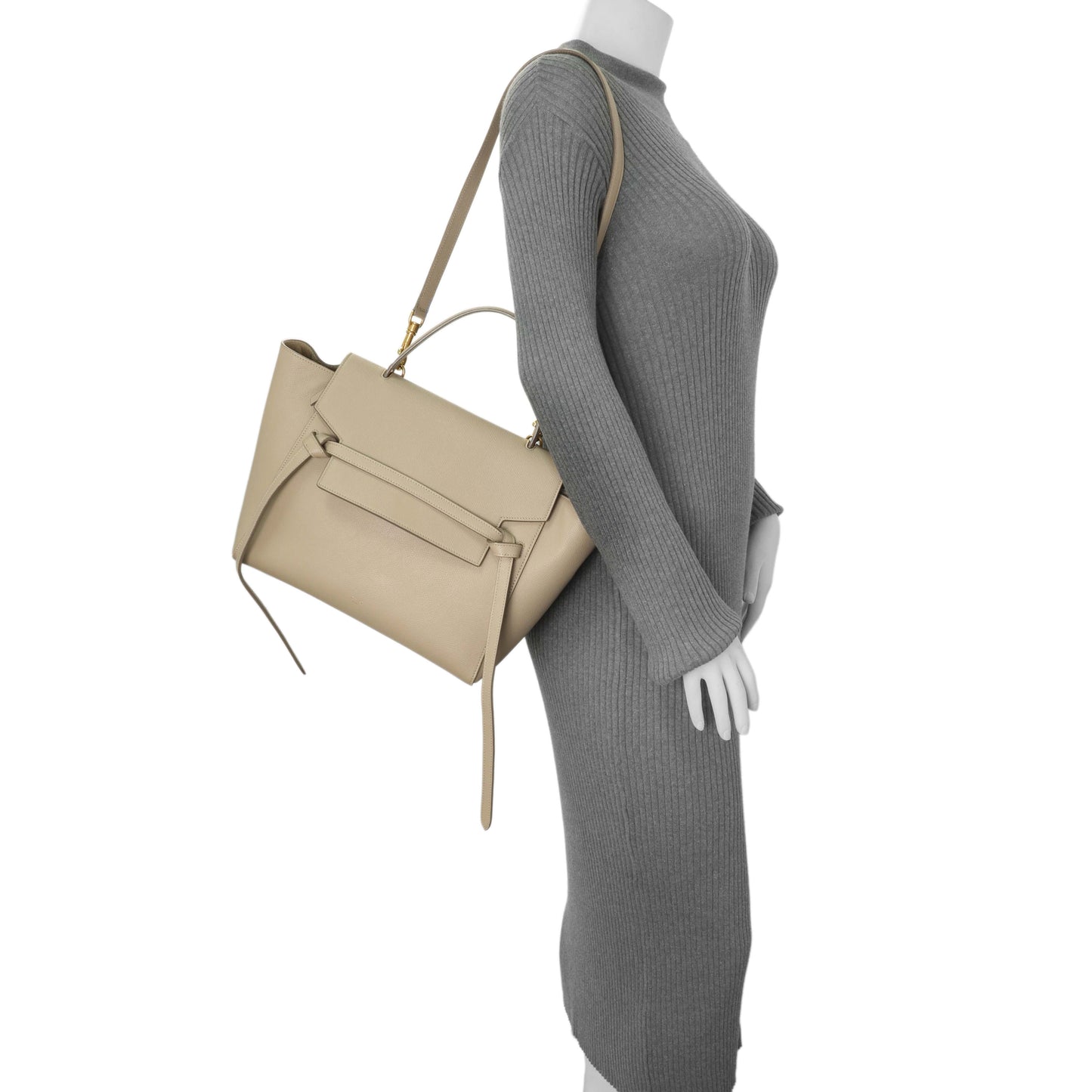 Exclusive Celine Taupe Grained Calfskin Mini Belt Bag — Alternate View 15