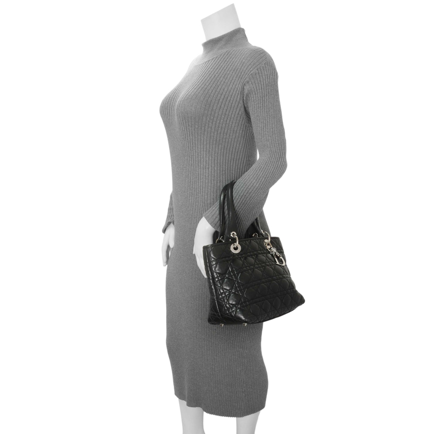 Exclusive Christian Dior Black Lambskin Cannage Soft Lady Dior — Alternate View 11