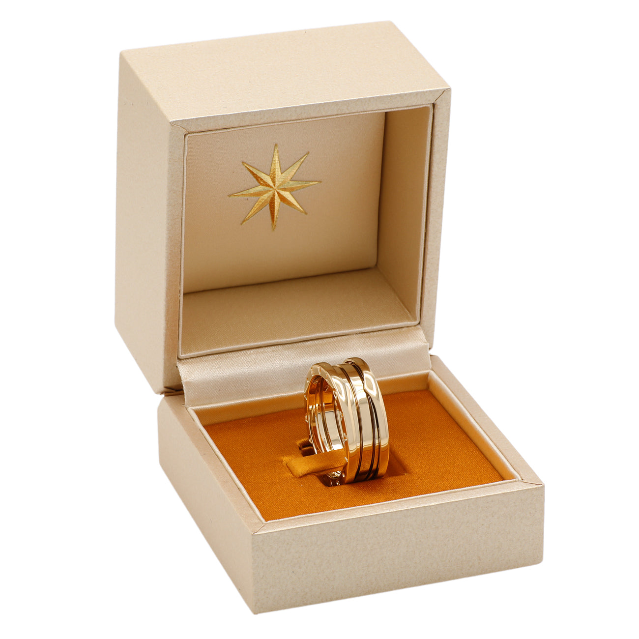 Exclusive Bulgari 18K Yellow Gold B.zero1 Three-Band Ring — Top View