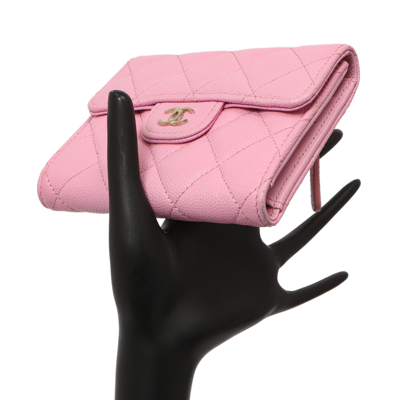 Exclusive Chanel Pink Quilted Caviar Compact Flap Wallet — Alternate View 15