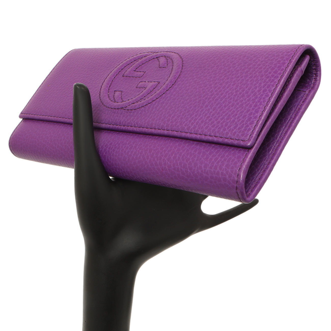 Exclusive Gucci Purple Pebbled Calfskin Large Soho Continental Wallet — Alternate View 7