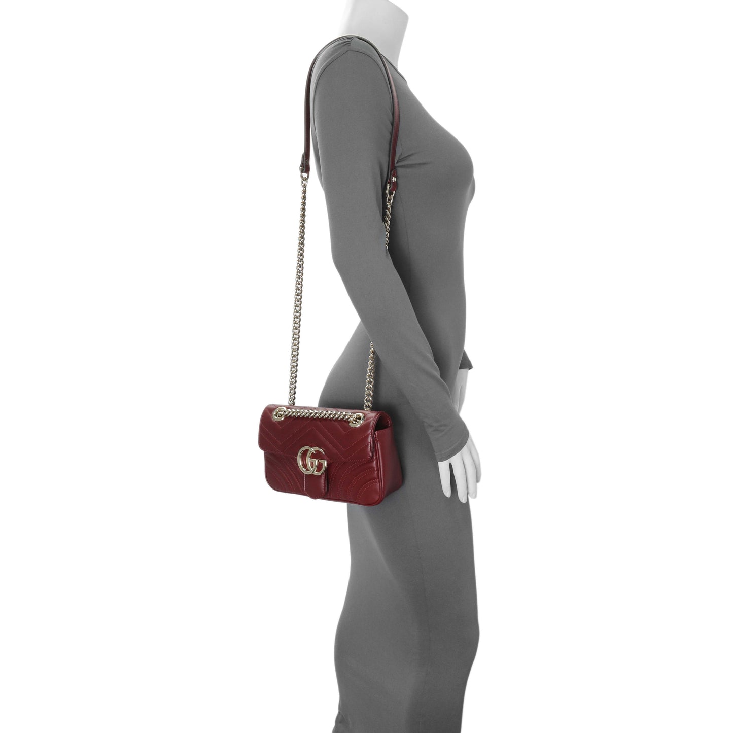 Exclusive Gucci Rosso Ancora Lambskin Matelasse Small GG Marmont Shoulder Bag — Alternate View 7