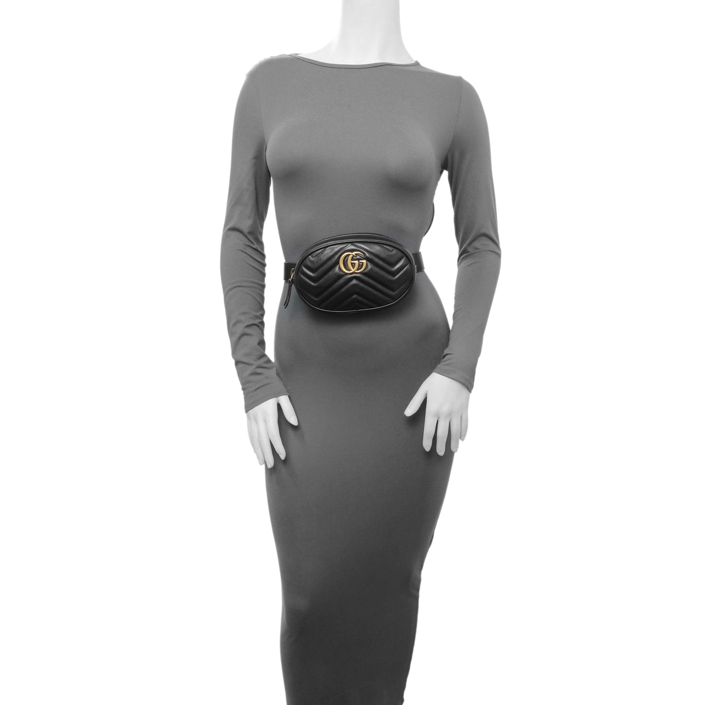 Exclusive Gucci Black Calfskin Matelasse GG Marmont Belt Bag — Alternate View 7