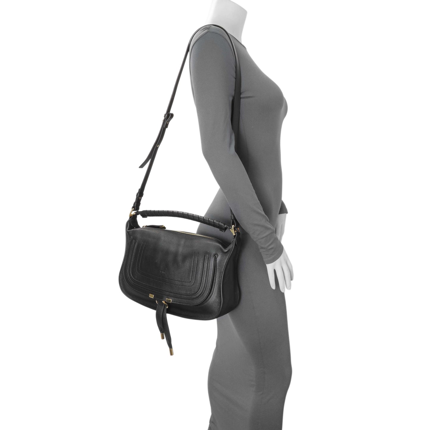 Exclusive Chloe Black Grained Calfskin Small Marcie Shoulder Bag — Alternate View 7