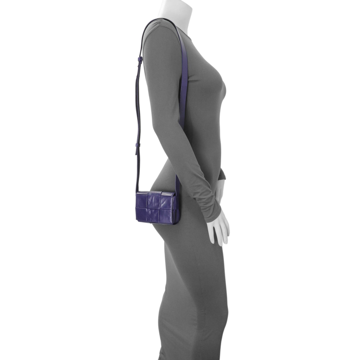 Exclusive Bottega Veneta Purple Paper Calfskin Maxi Intreccio Extra Mini Cassette Crossbody Bag — Alternate View 8