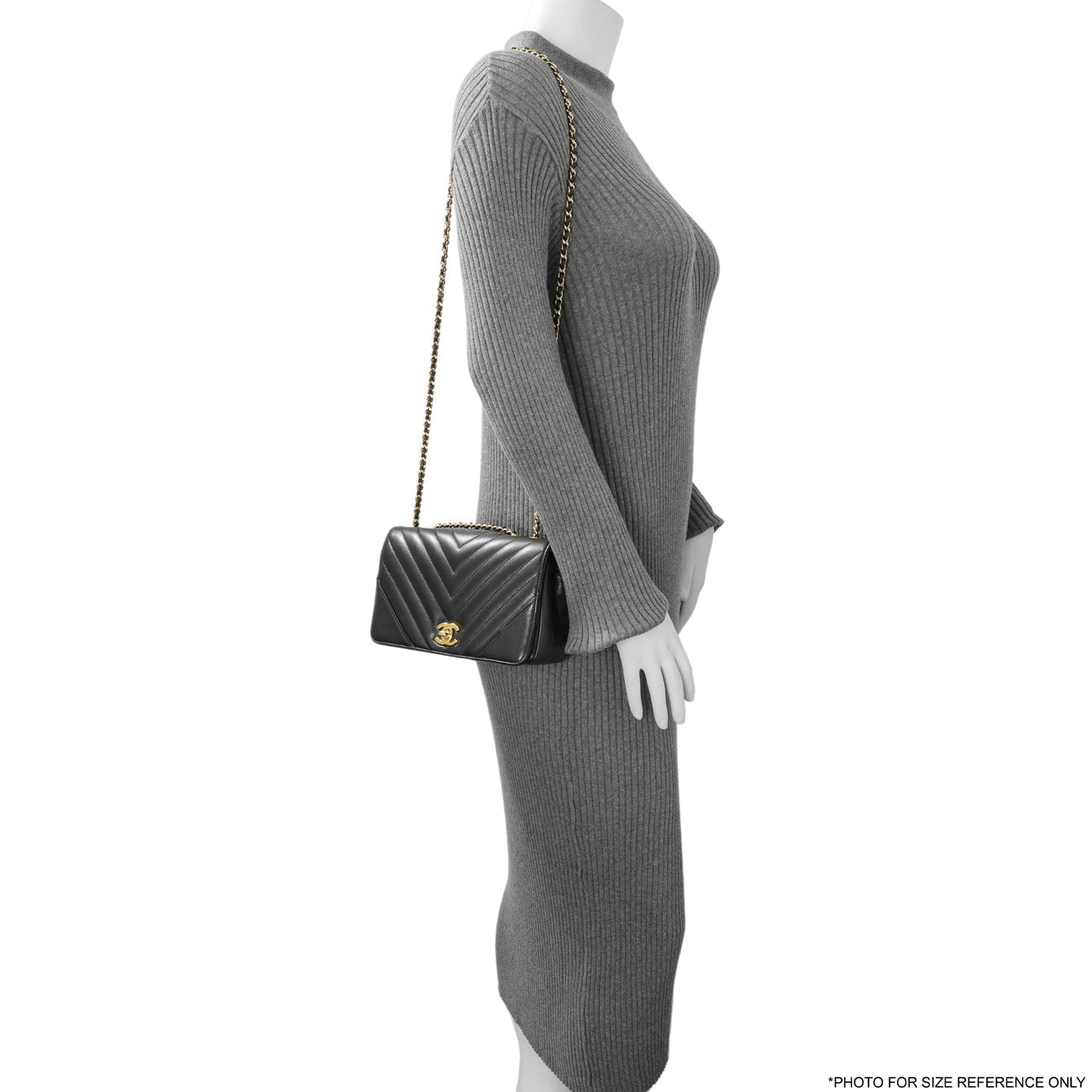 Exclusive Chanel Black Chevron Quilted Calfskin Mini Statement Flap — Alternate View 11