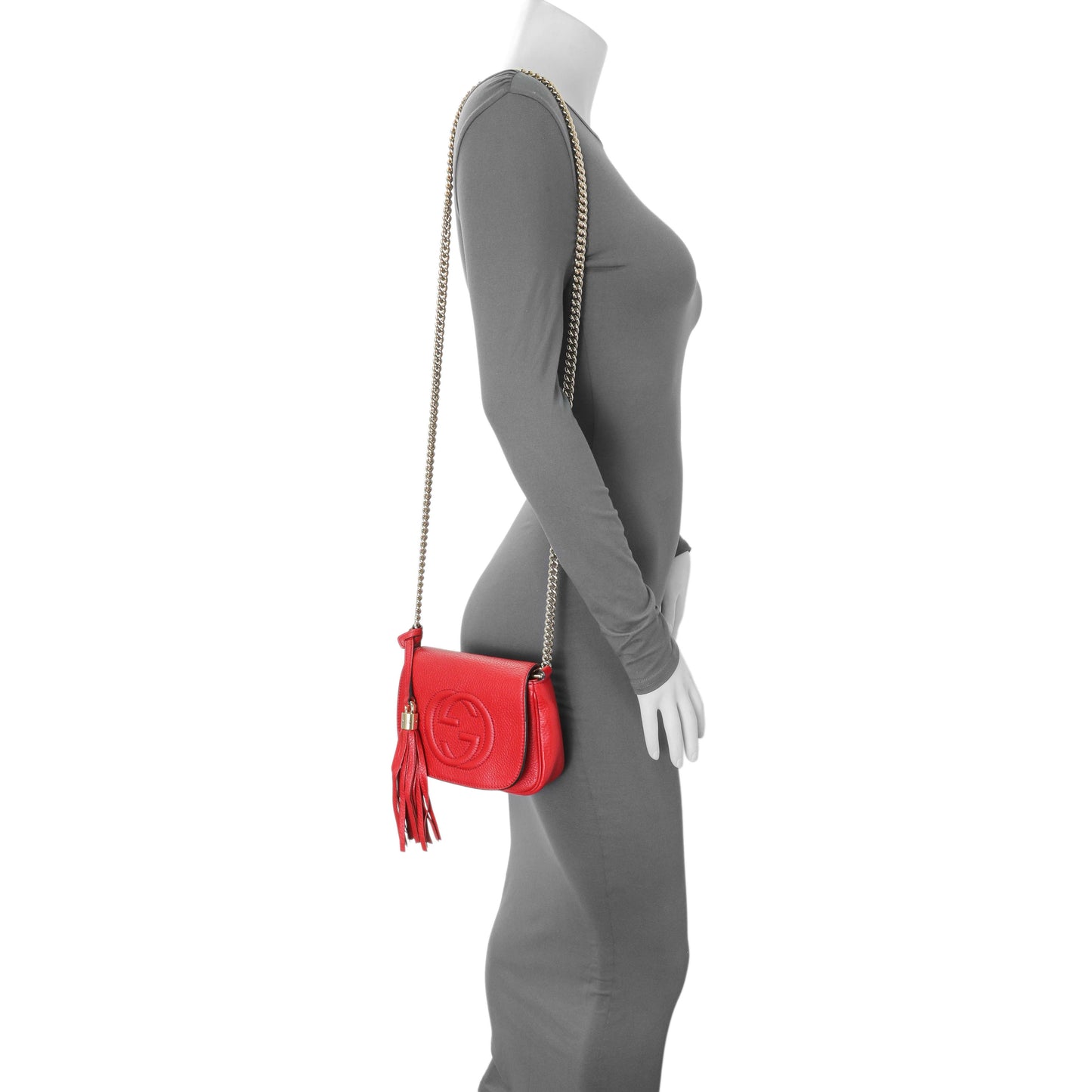Exclusive Gucci Red Pebbled Calfskin Small Soho Flap Crossbody — Alternate View 15