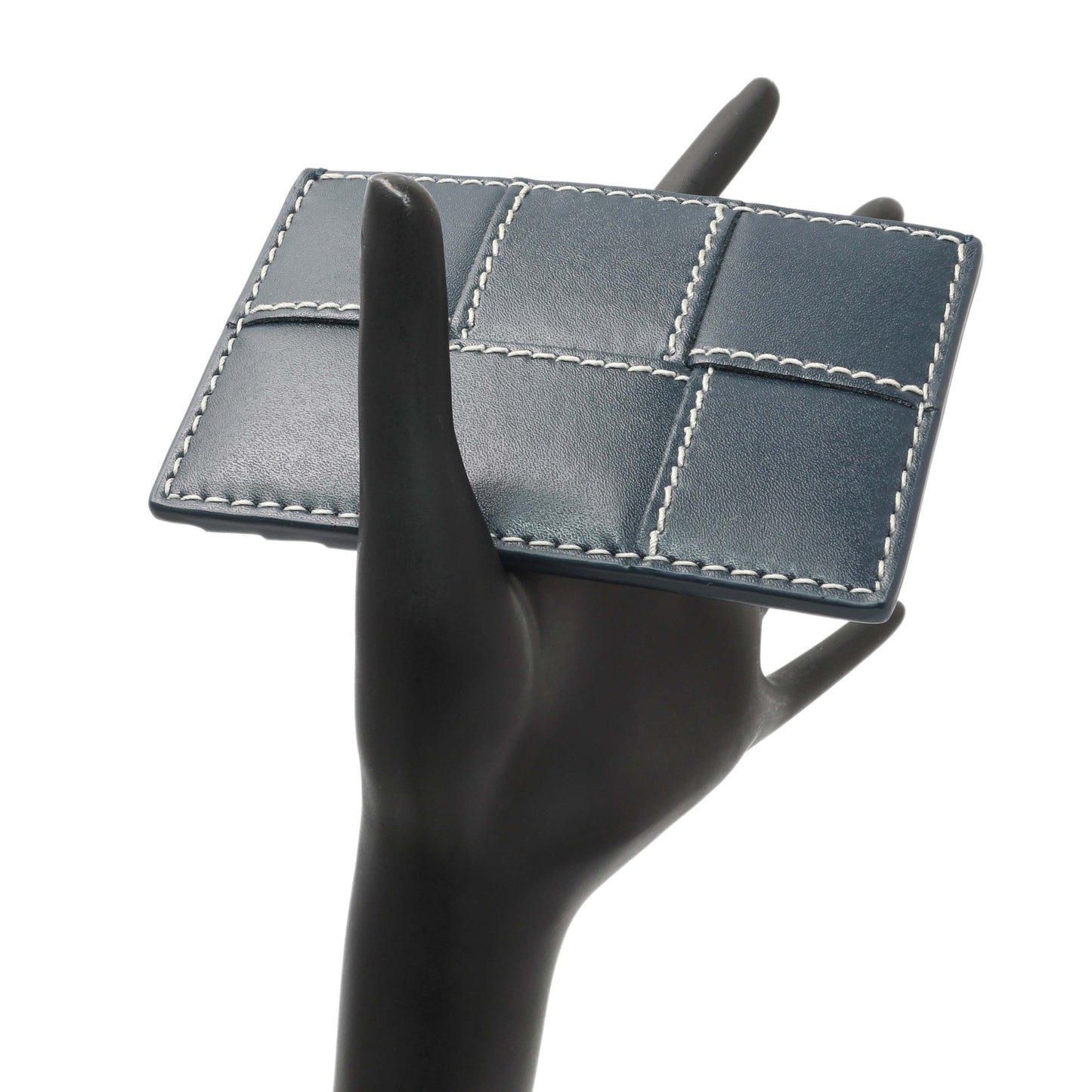 Exclusive Bottega Veneta Blue Nappa Maxi Intrecciato Card Holder — Lifestyle View