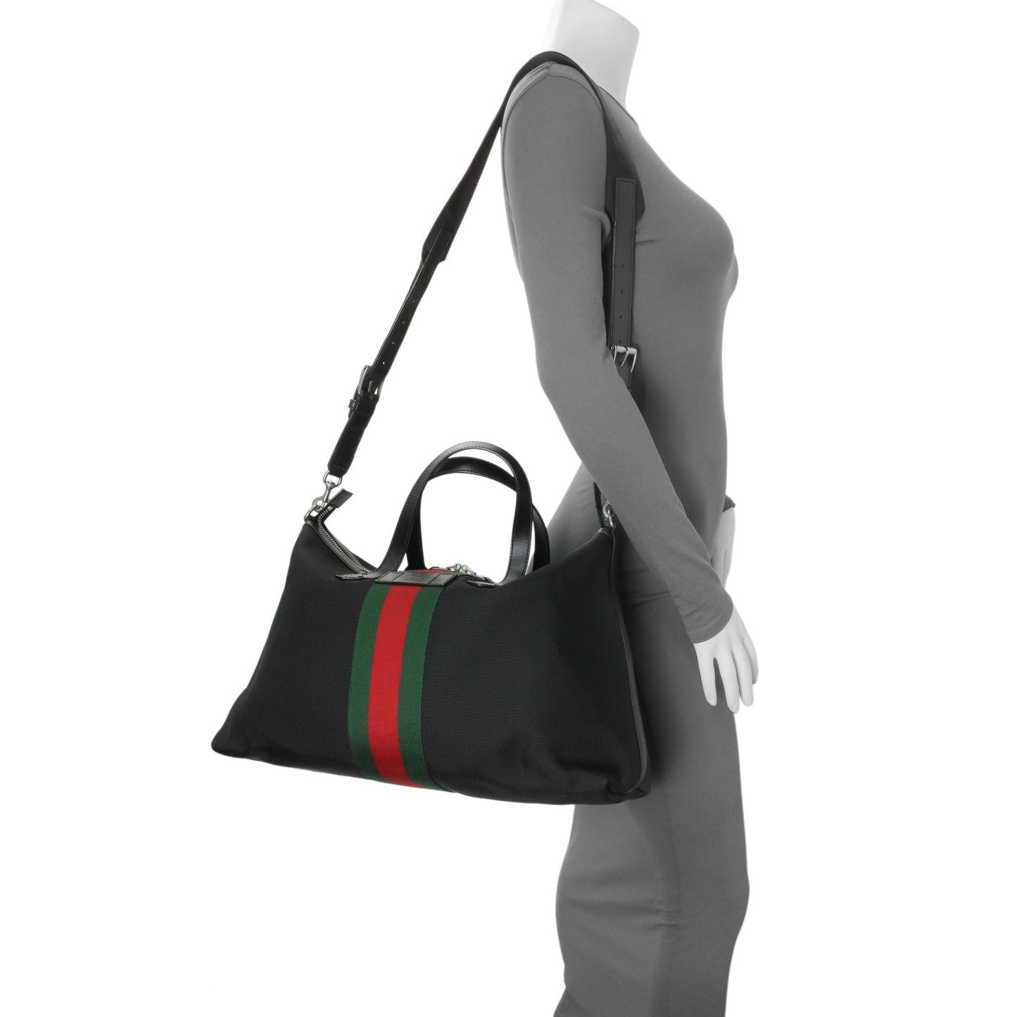 Exclusive Gucci Black Techno Canvas Web Duffle — Alternate View 7