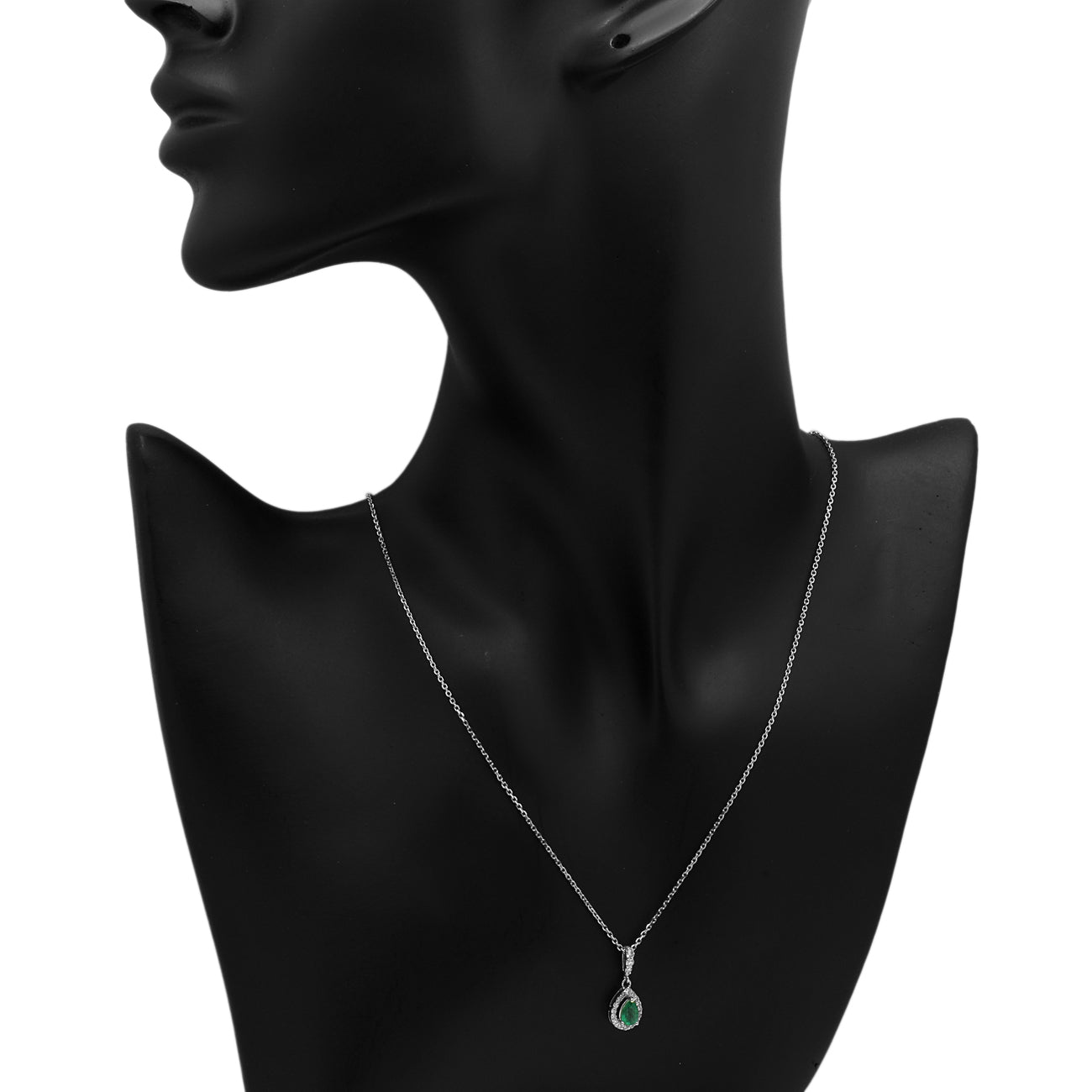 Exclusive 18K White Gold Emerald Pendant — Back View