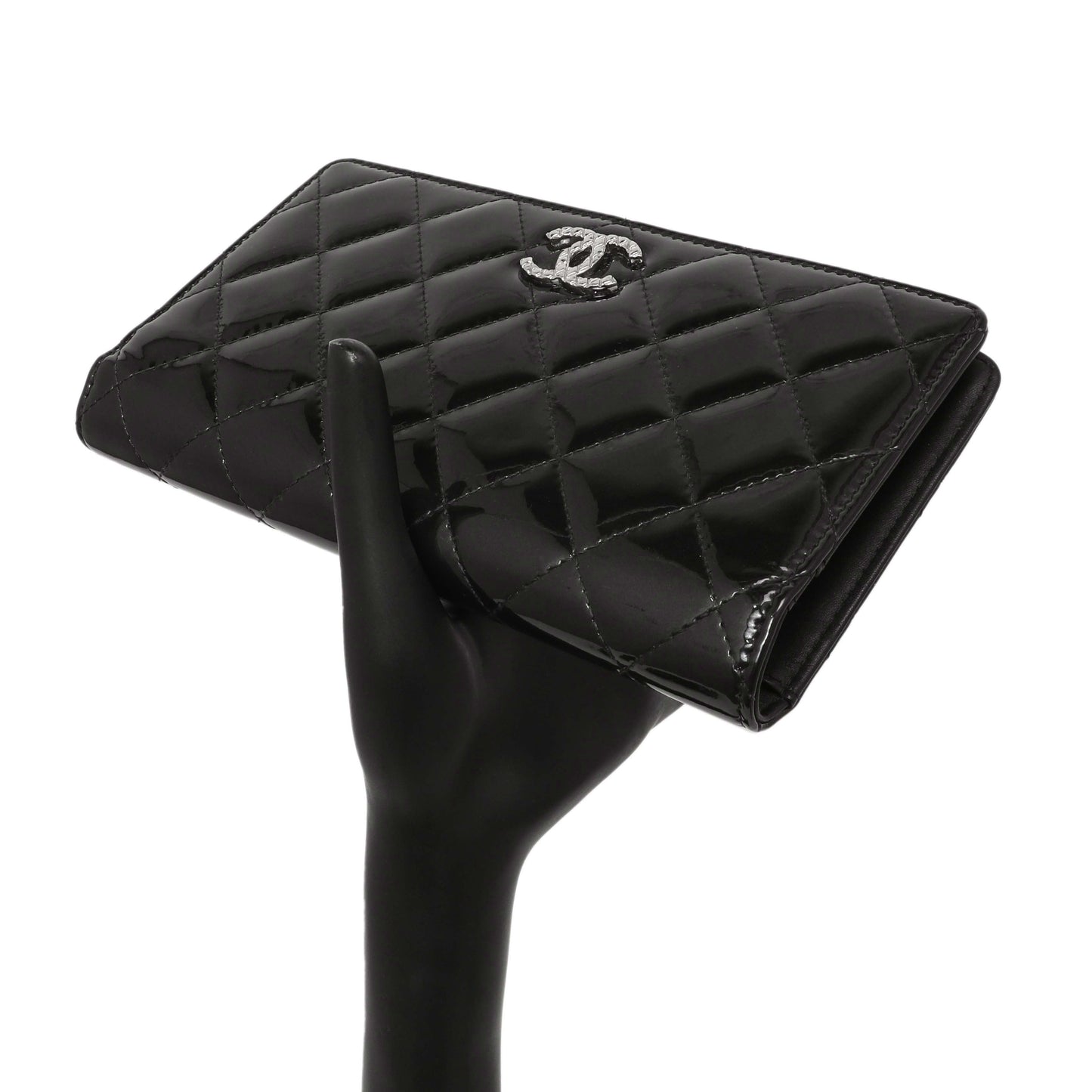 Exclusive Chanel Black Quilted Patent Yen Wallet — Alternate View 9