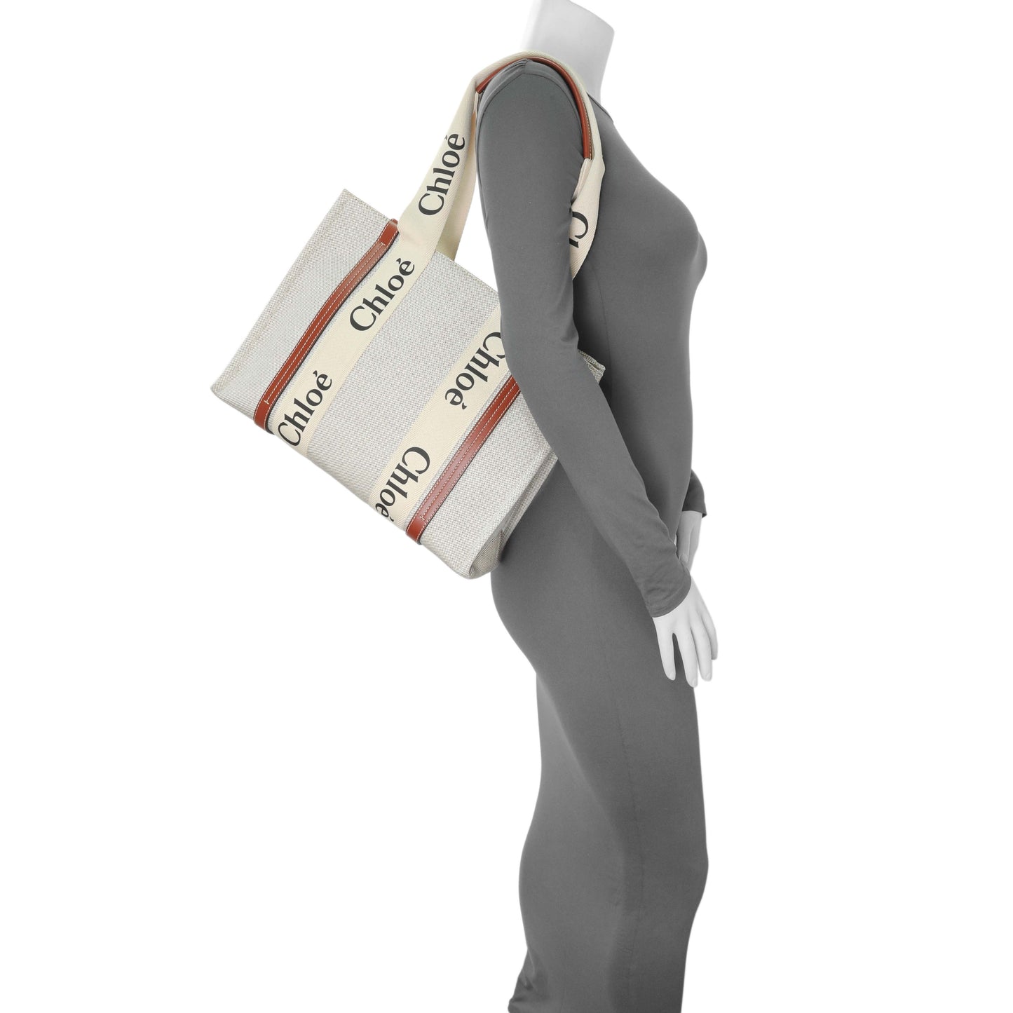 Exclusive Chloe Linen Calfskin Medium Woody Ribbon Tote — Alternate View 13