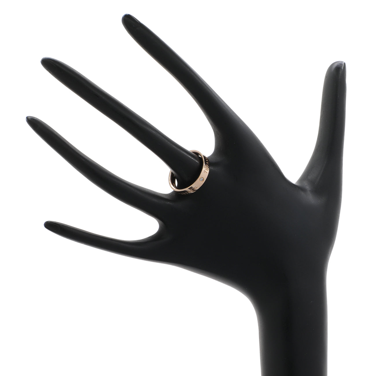 Exclusive Tiffany & Co 18K Rose Gold Diamond 4mm Band Ring — Back View