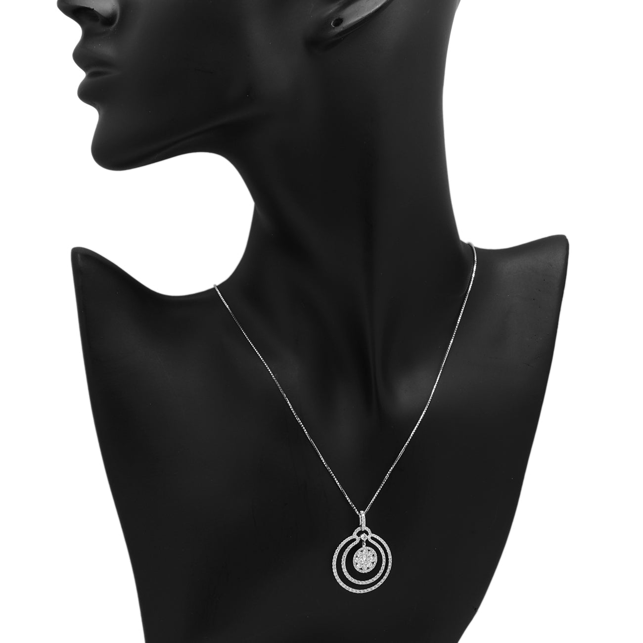 Exclusive 18K White Gold 1.54 Carat Concentric Circular Diamond Pendant — Top View