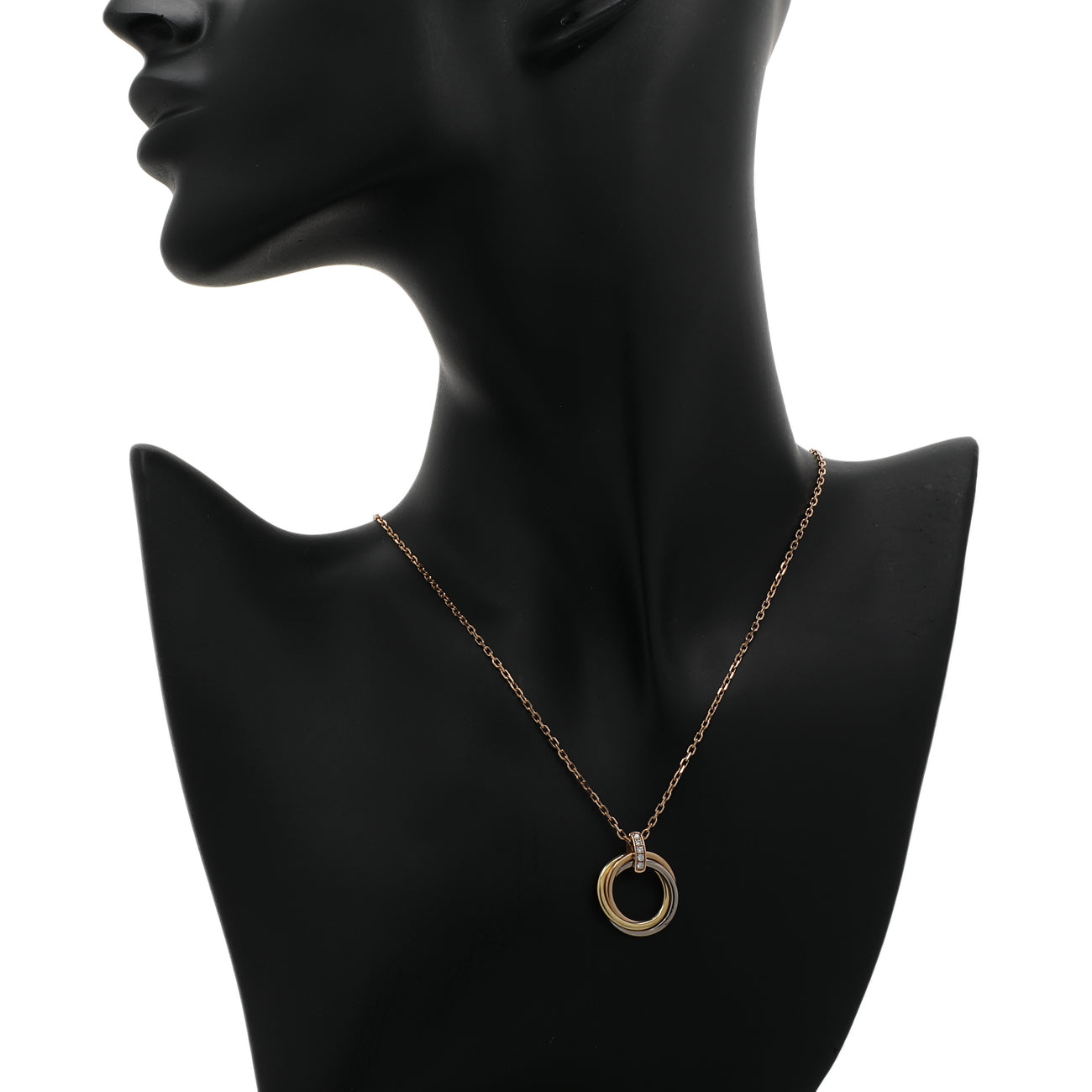 Exclusive Cartier 18K Diamond Trinity Pendant Necklace — Detail View