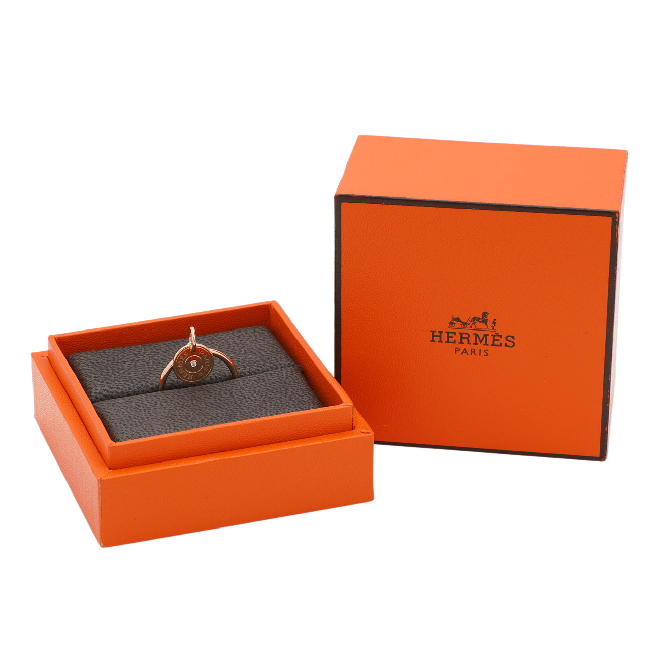 Exclusive Hermes 18K Rose Gold Gambade Ring — Top View