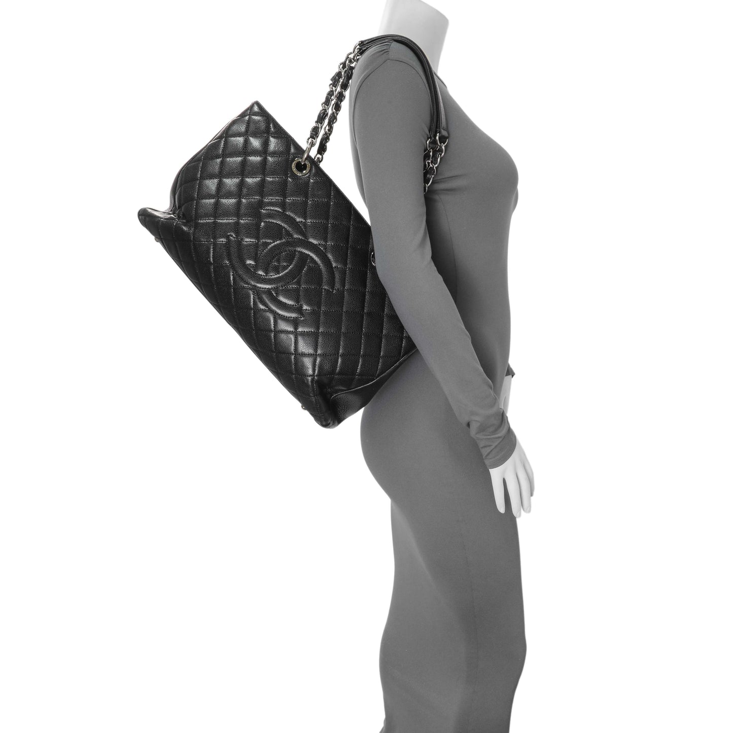 Exclusive Chanel Black Quilted Caviar XL Grand Shopping Tote GST — Alternate View 18