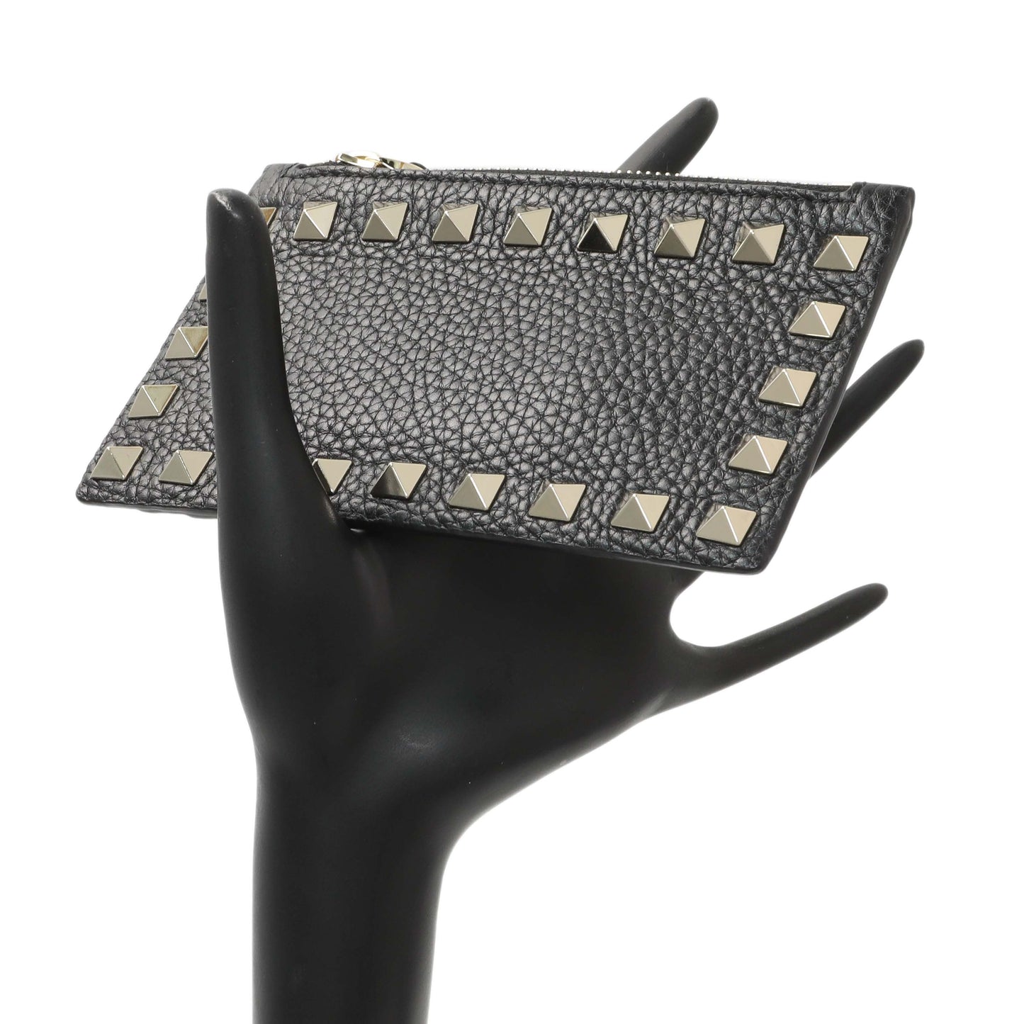 Exclusive Valentino Black Calfskin Rockstud Zipped Card Holder — Alternate View 7