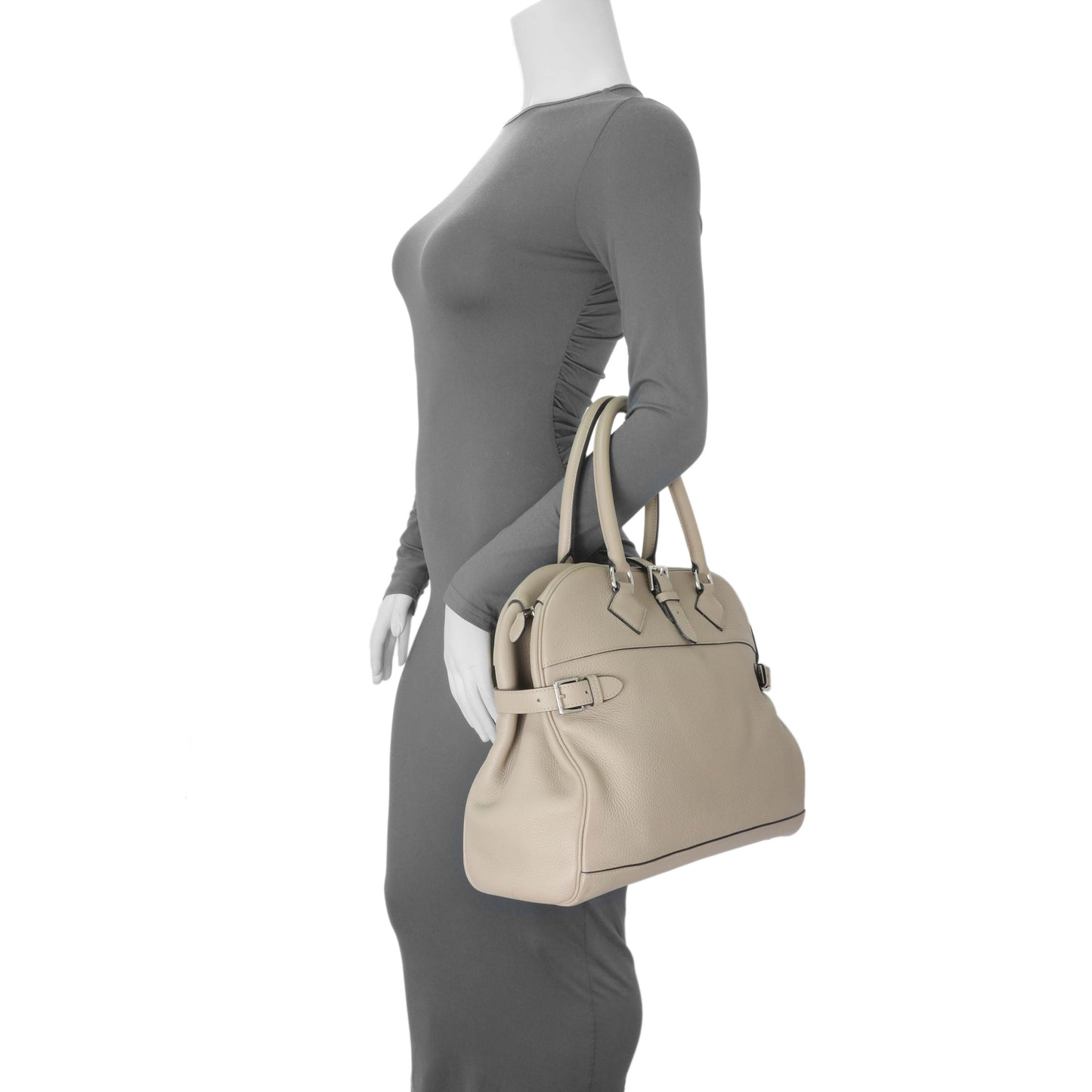 Exclusive Hermes Gris Tourterelle Taurillon Clemence Atlas 35 — Alternate View 11