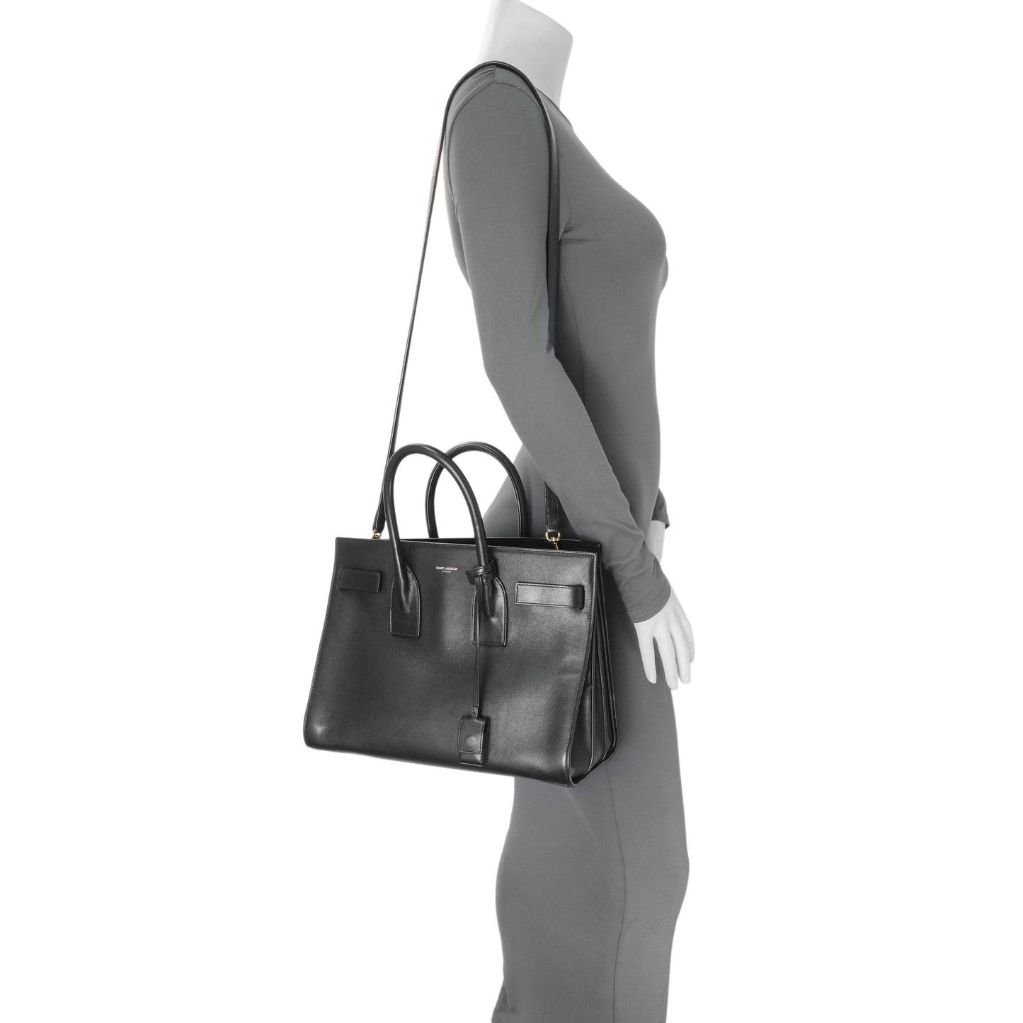 Exclusive Saint Laurent Black Calfskin Small Sac De Jour — Alternate View 13