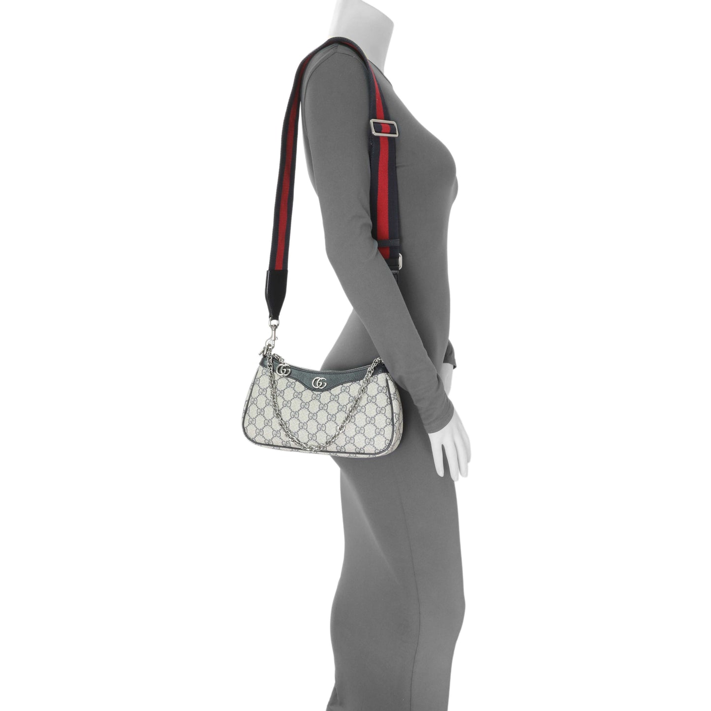 Exclusive Gucci GG Supreme Monogram Textured Dollar Calfskin Web Small Ophidia Shoulder Bag — Alternate View 7