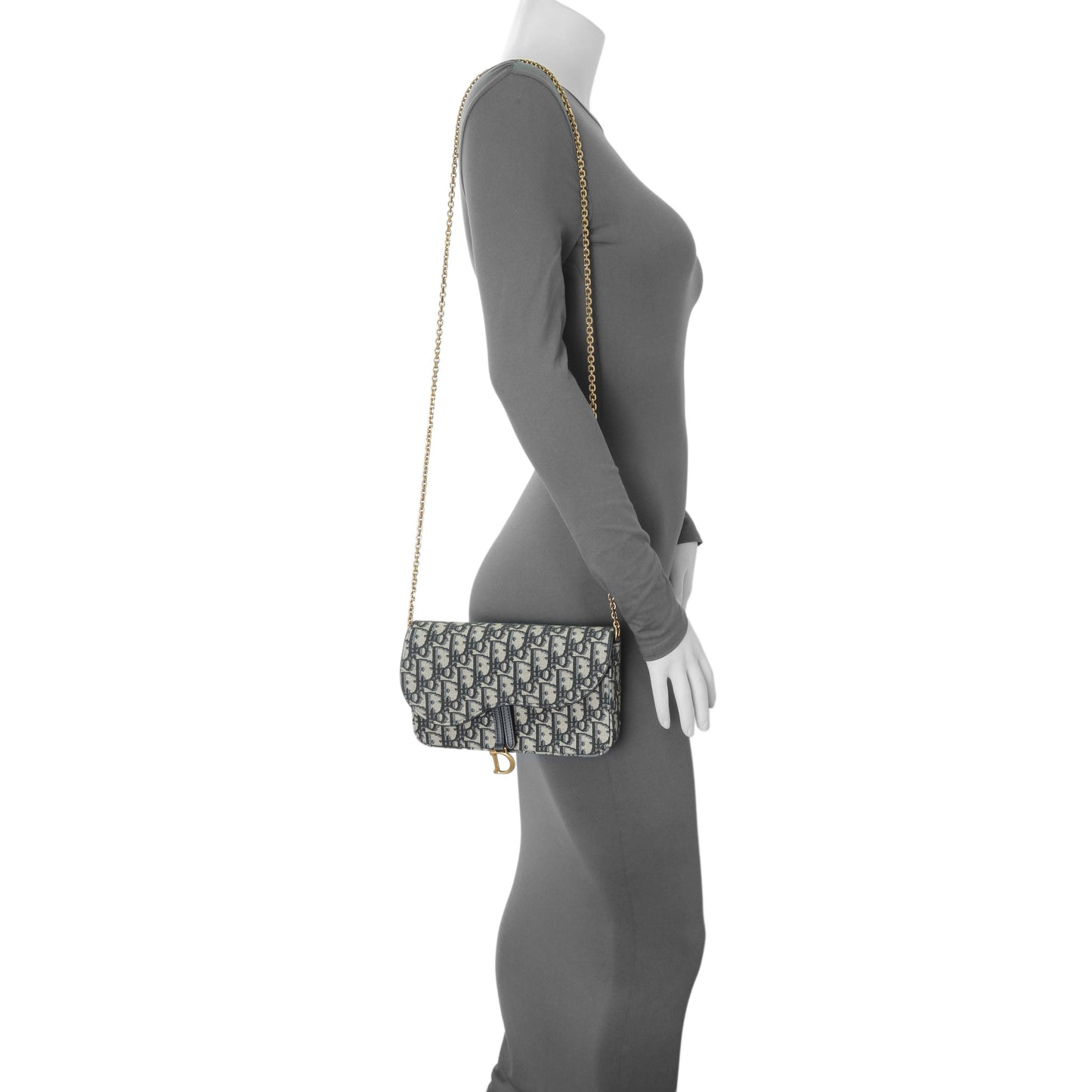 Exclusive Christian Dior Oblique Saddle Pouch with Chain — Alternate View 7