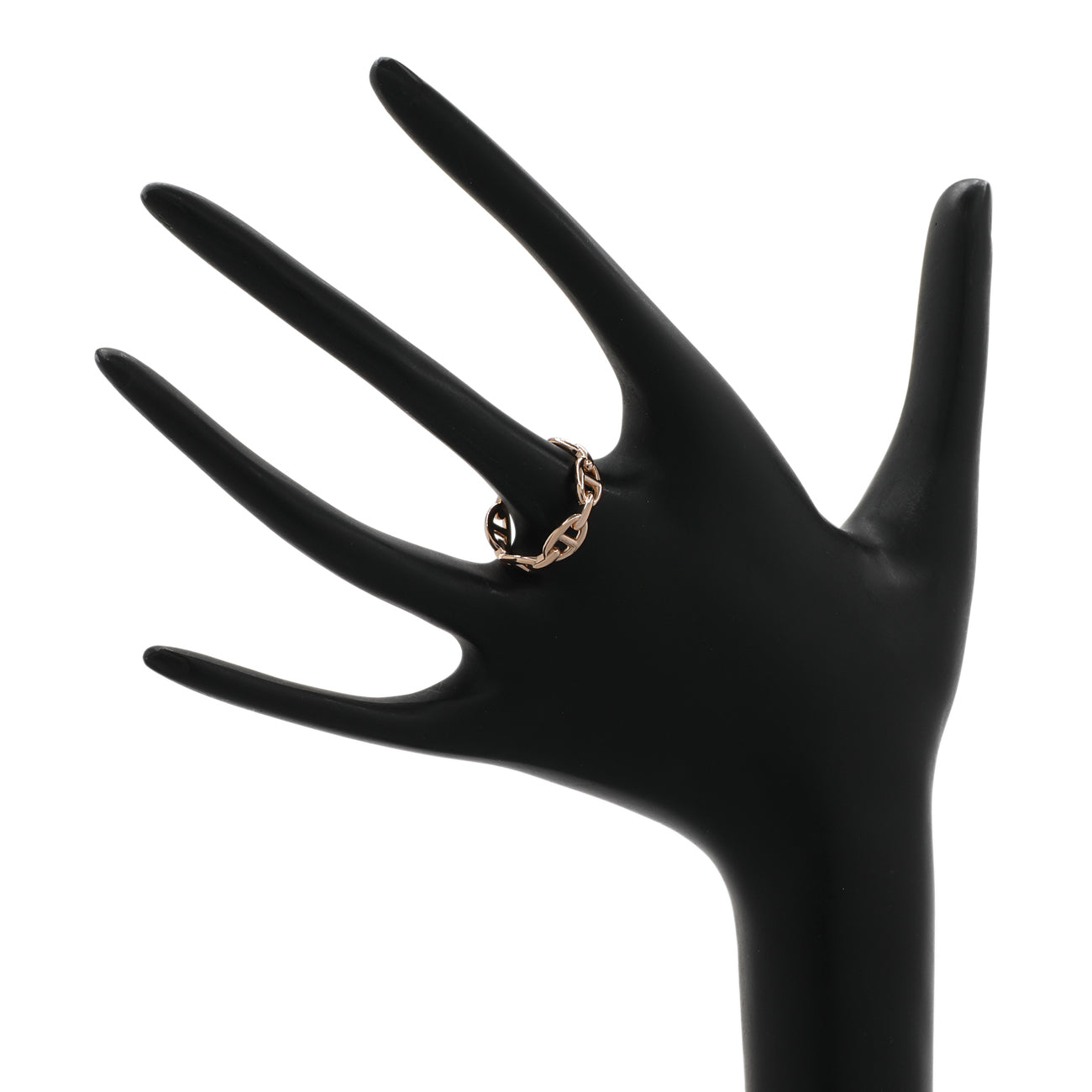 Exclusive Hermes 18K Rose Gold PM Chaine d'Ancre Enchainee Ring — Top View